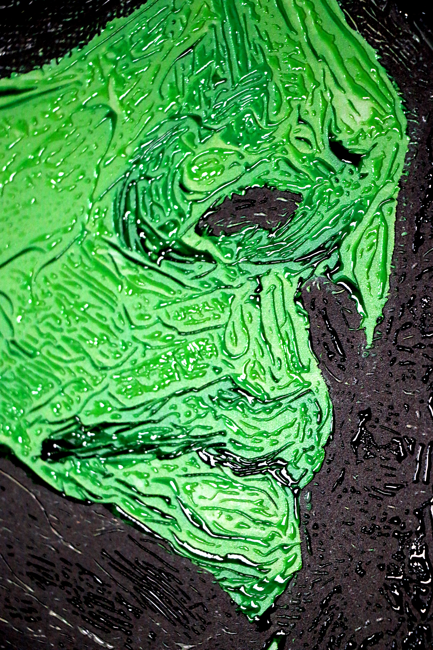 Emerald Silence – 3D Haptic Embossed High-Gloss Luxury Wall Art