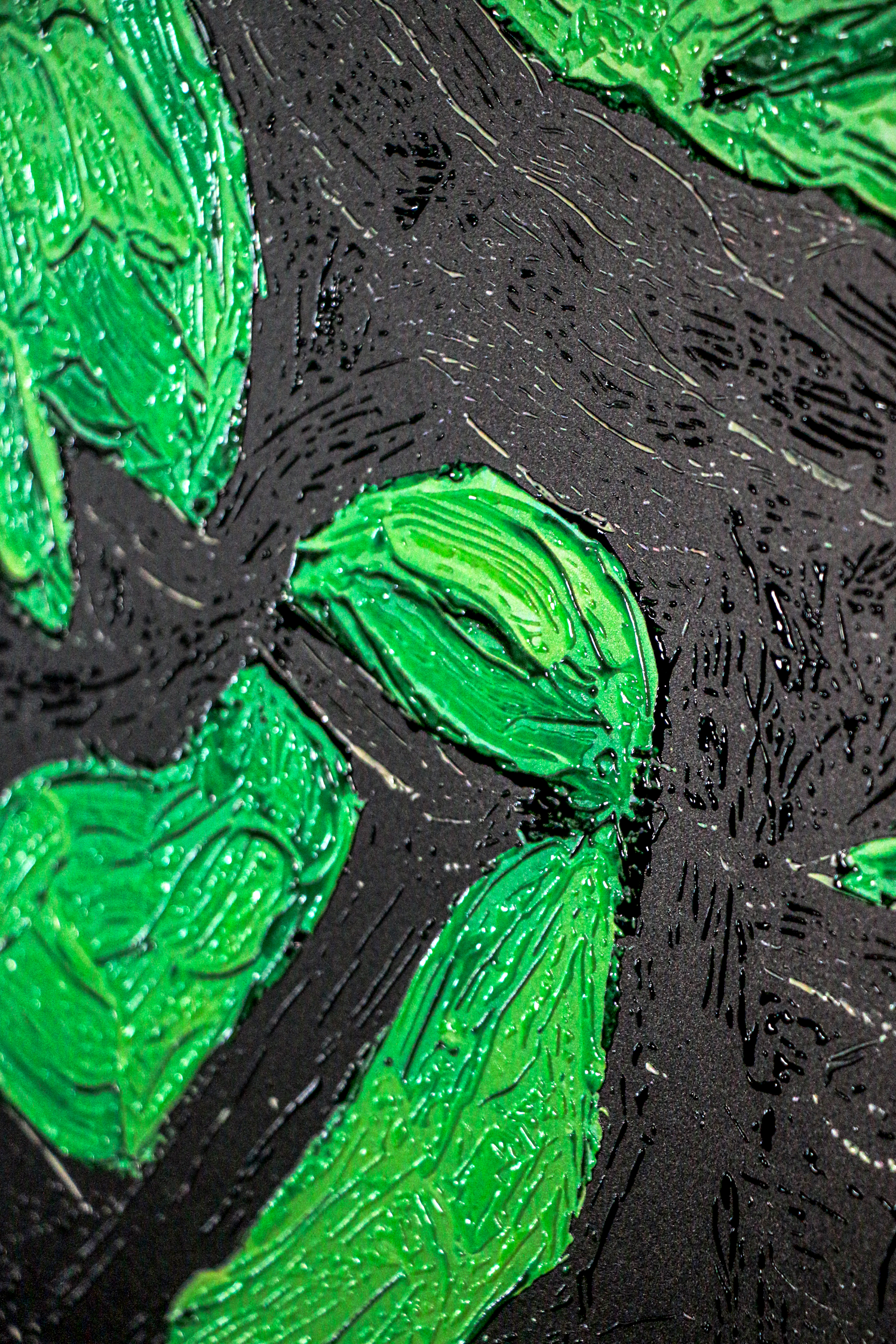 Emerald Silence – 3D Haptic Embossed High-Gloss Luxury Wall Art