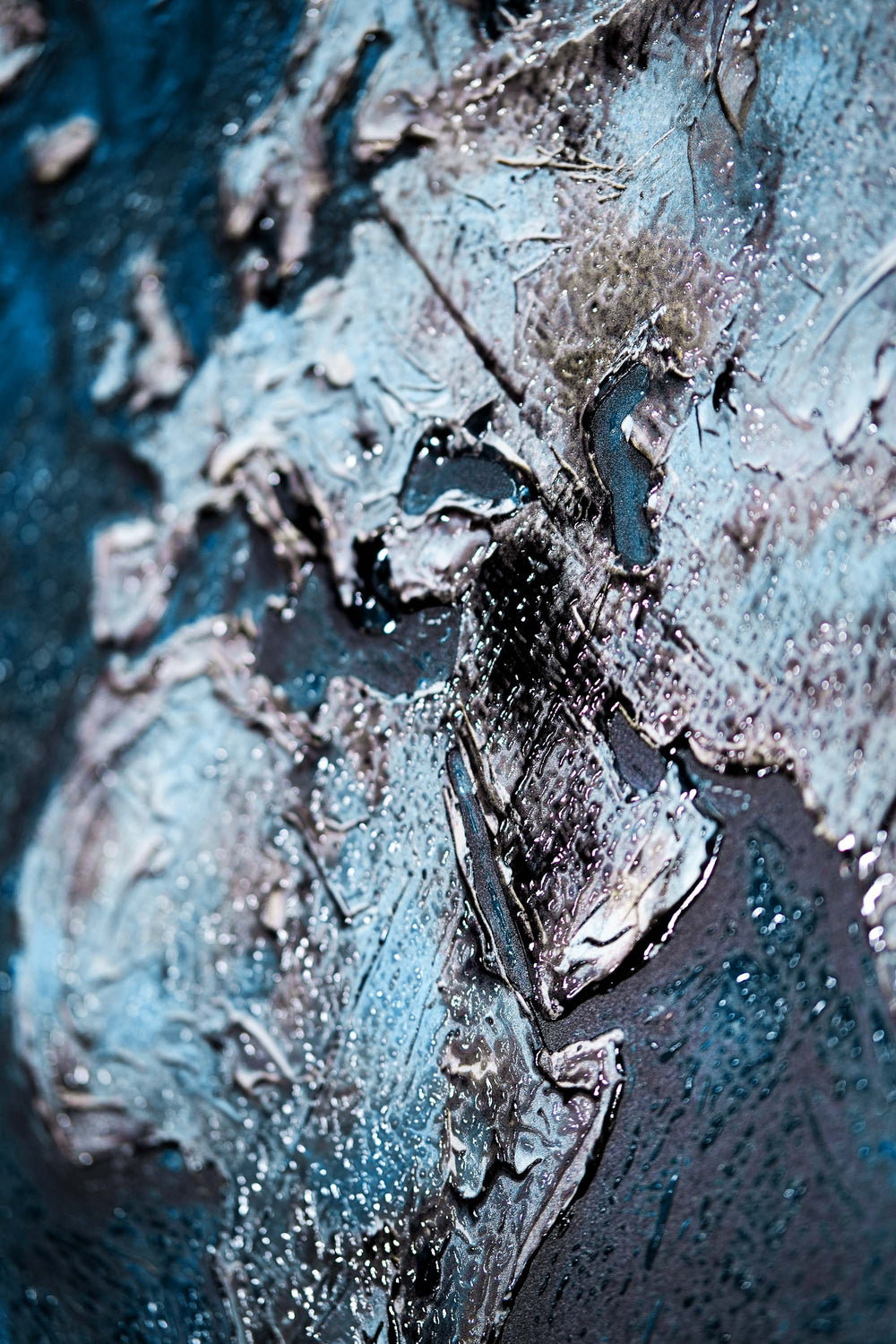 Atlas métallisé saphir — Tableau mural de luxe 3D haptique en relief, ultra-brillant