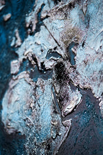 Atlas métallisé saphir — Tableau mural de luxe 3D haptique en relief, ultra-brillant
