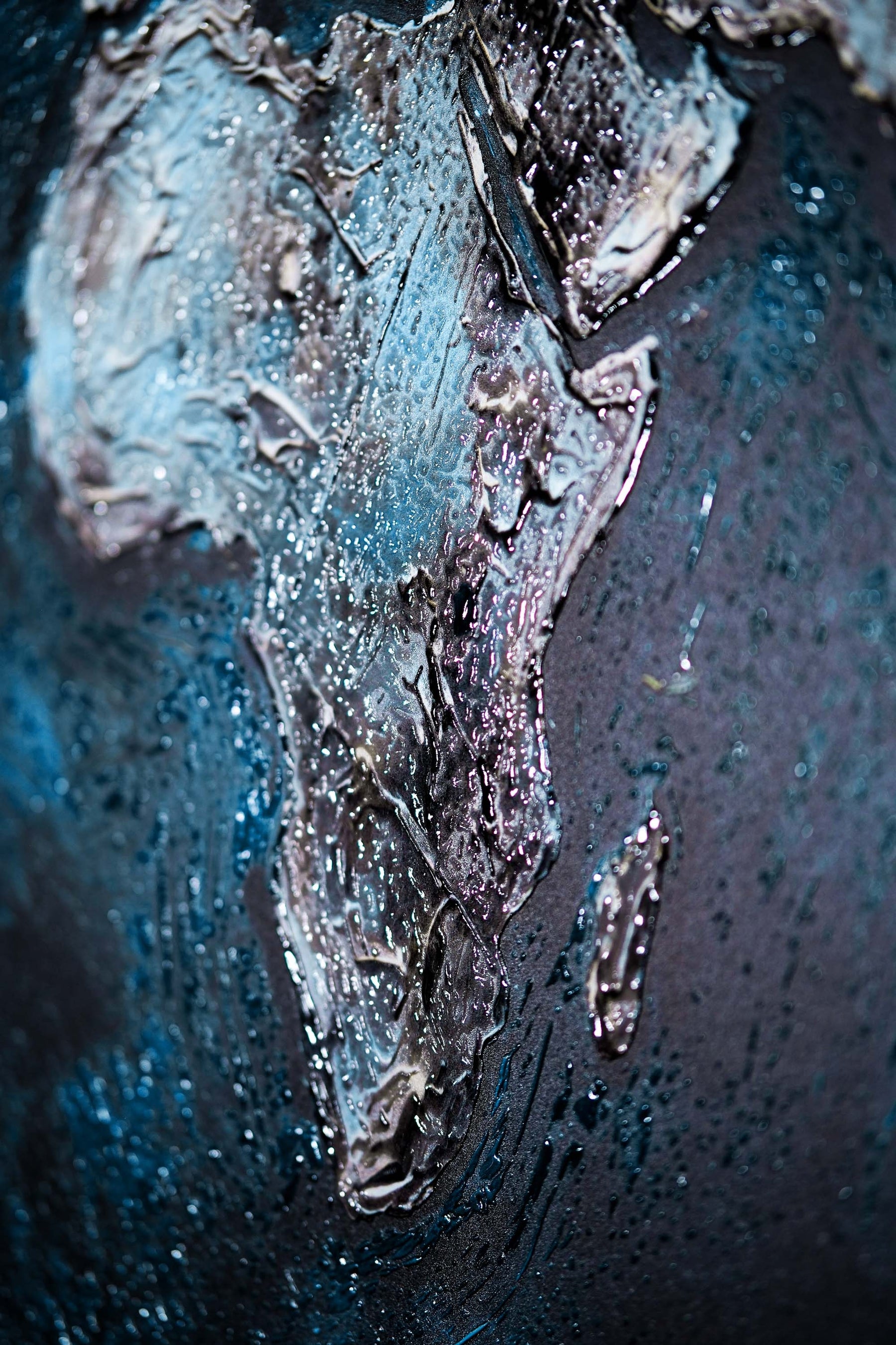 Sapphire Metallic Atlas — 3D Haptic Embossed High-Gloss Luxury Wall Art