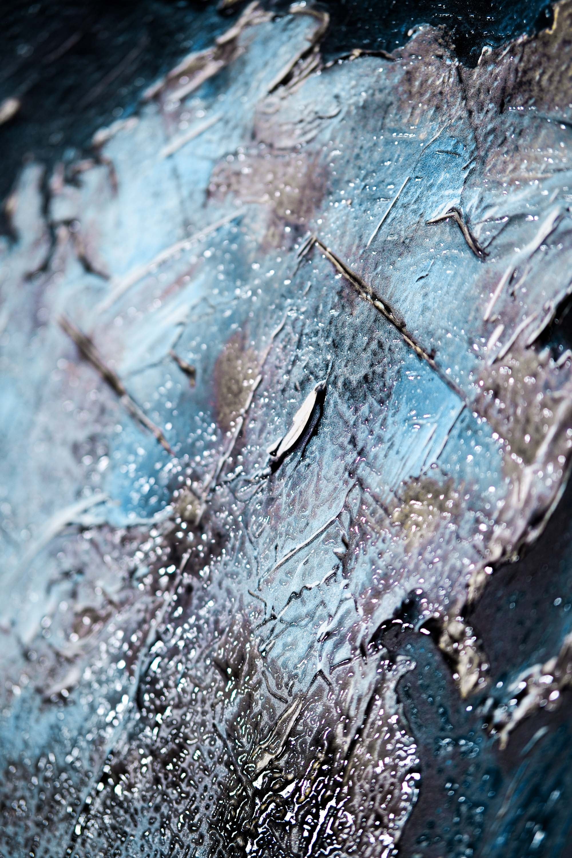 Sapphire Metallic Atlas — 3D Haptic Embossed High-Gloss Luxury Wall Art