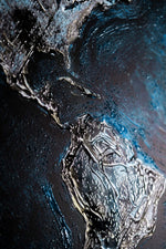 Atlas métallisé saphir — Tableau mural de luxe 3D haptique en relief, ultra-brillant