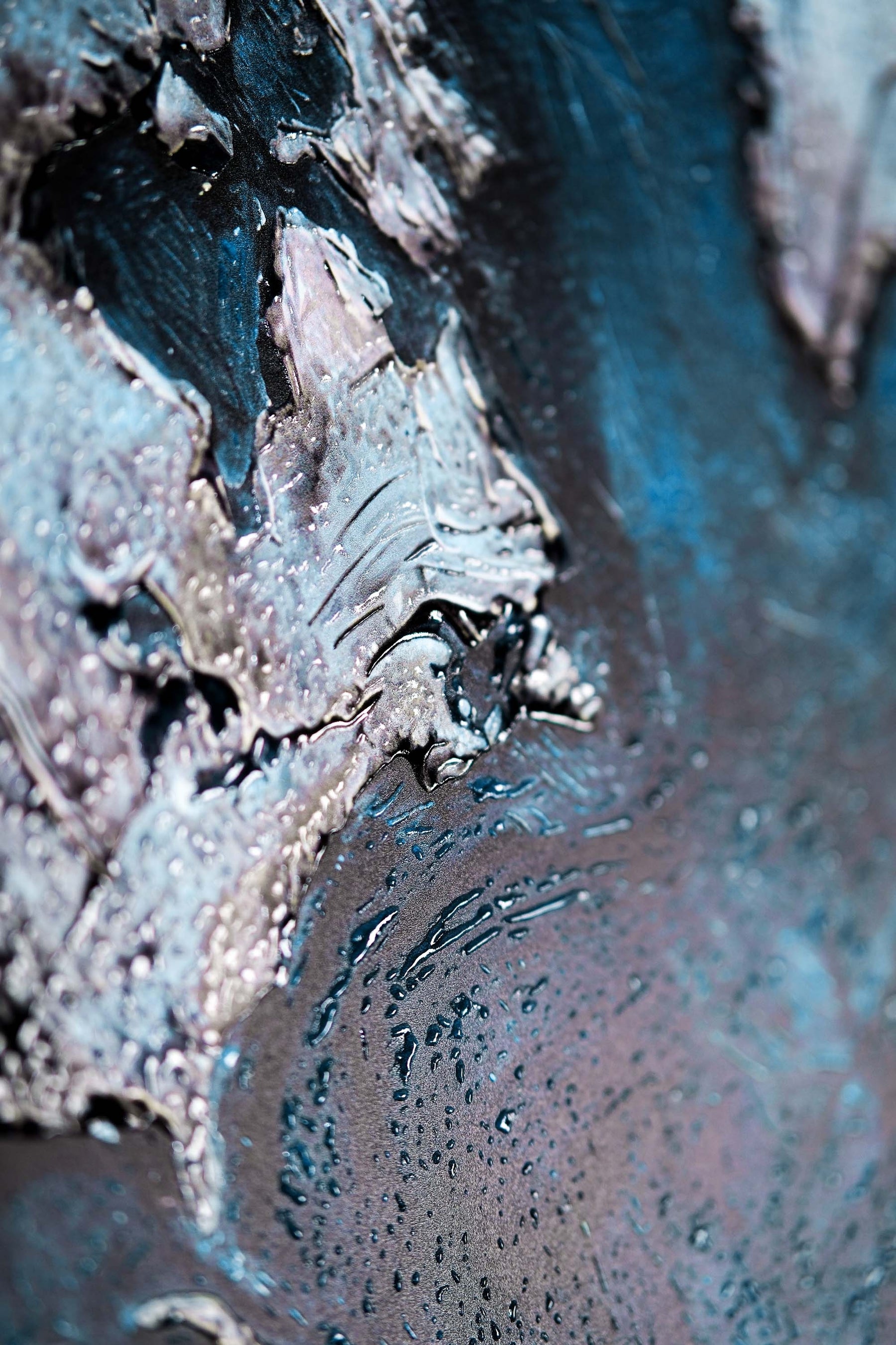 Sapphire Metallic Atlas — 3D Haptic Embossed High-Gloss Luxury Wall Art