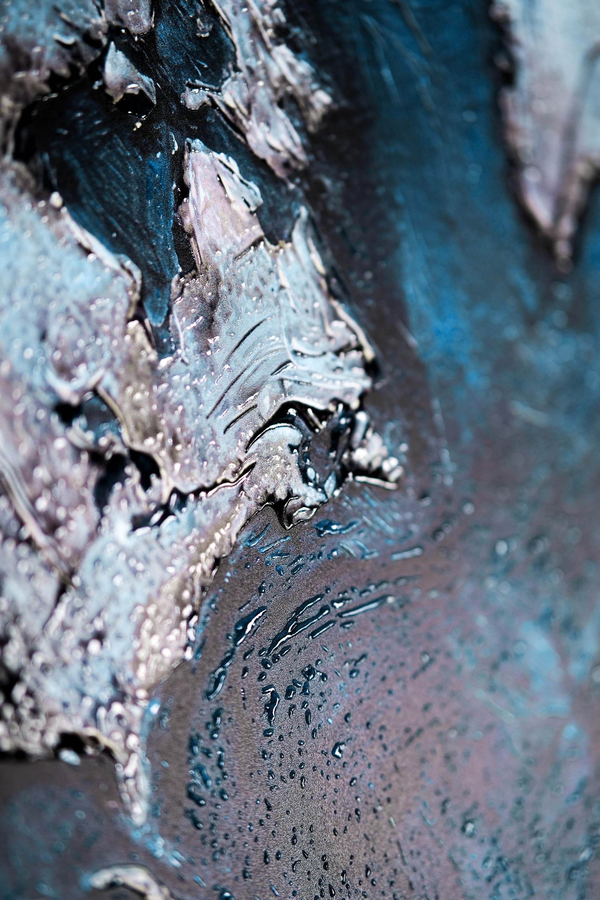 Sapphire Metallic Atlas — 3D Haptic Embossed High-Gloss Luxury Wall Art