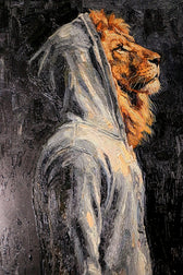 Majestic Urban Monarch — Sokak Asaletinin 3D Impasto Portresi