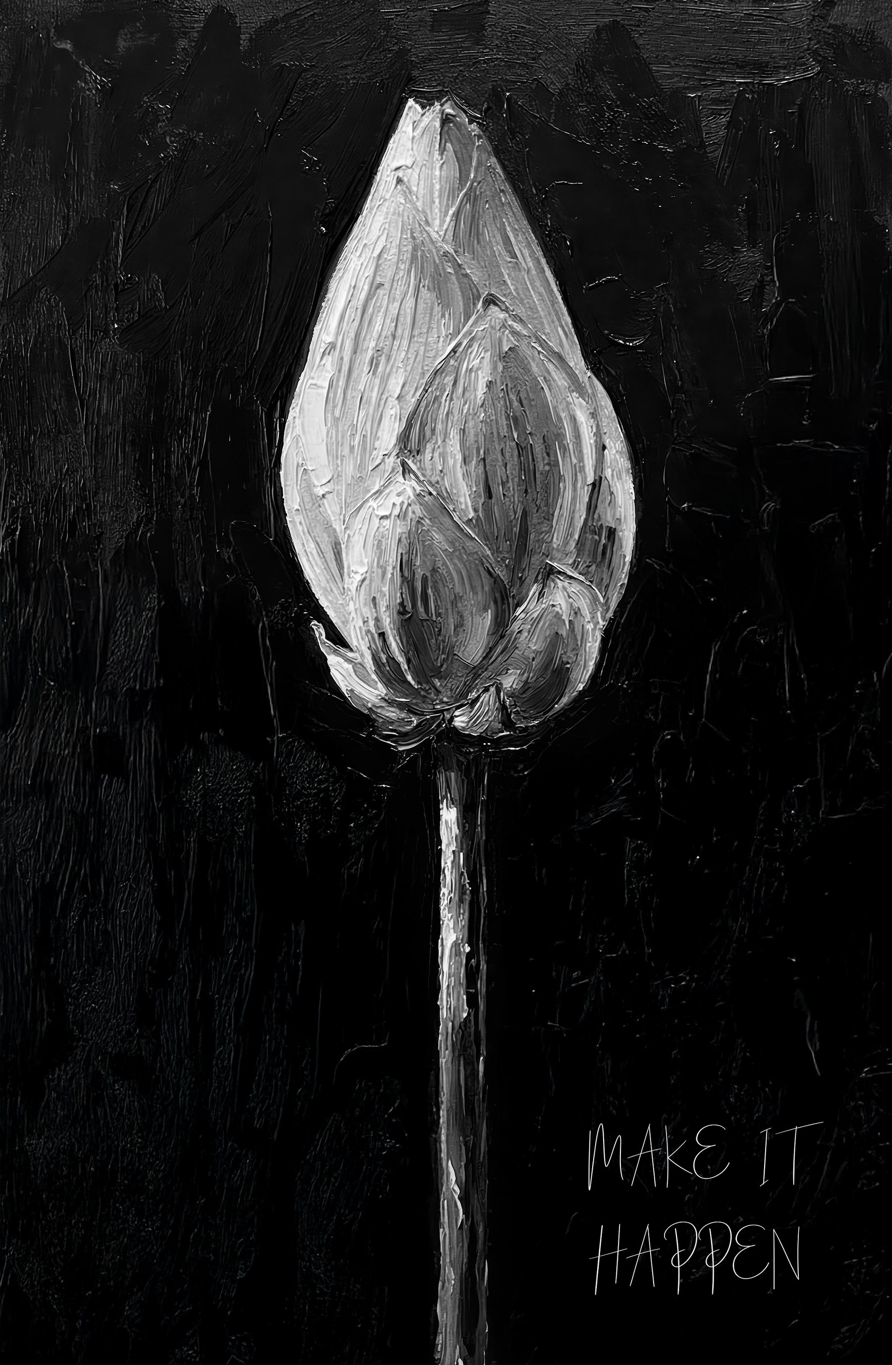 Monochrome Lotus Manifest — A Textured Vow in Black & White