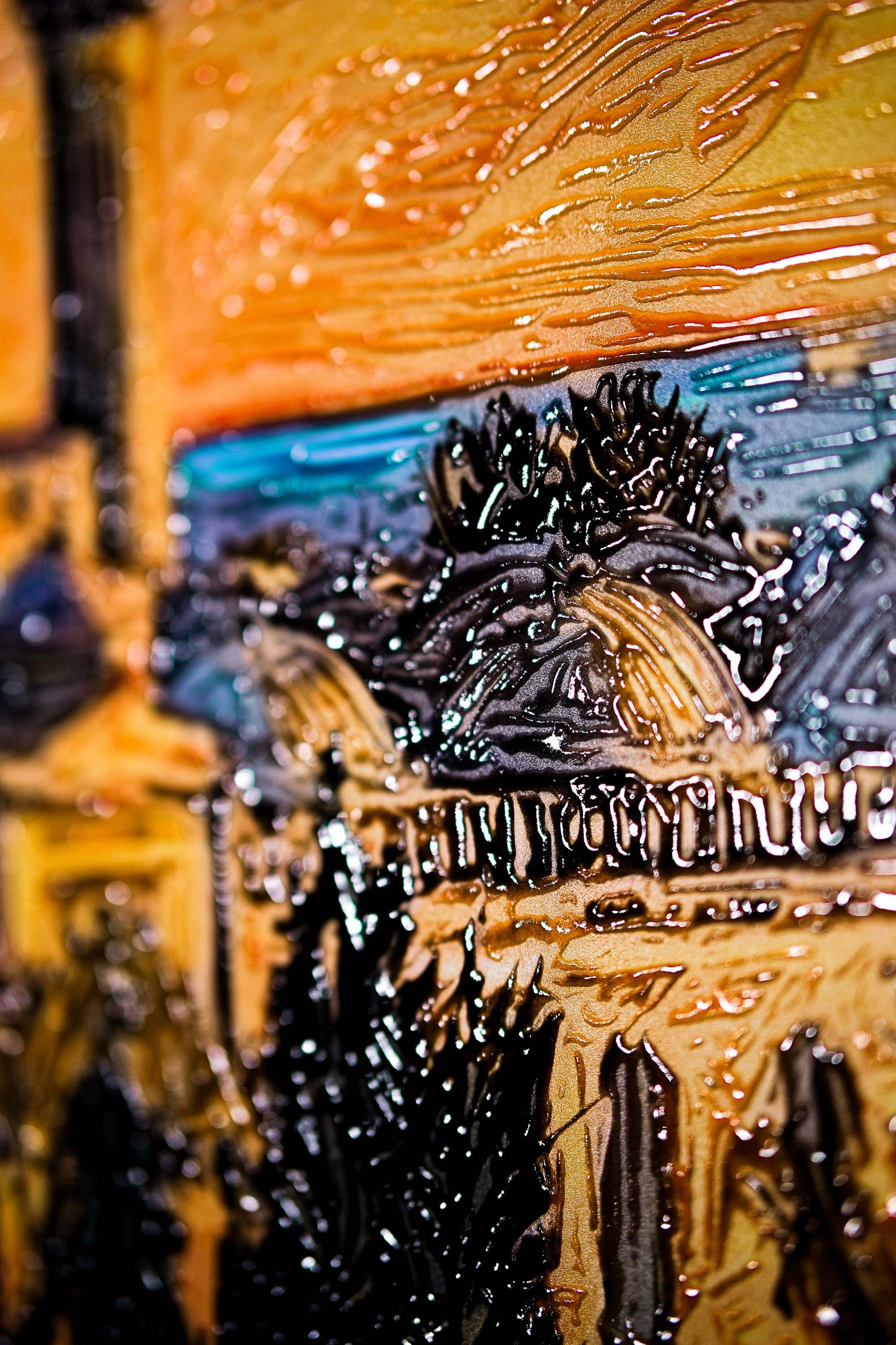 Golden Sunset Serenade: Blue Mosque — 3D Haptic Embossed High-Gloss Luxury Wall Art