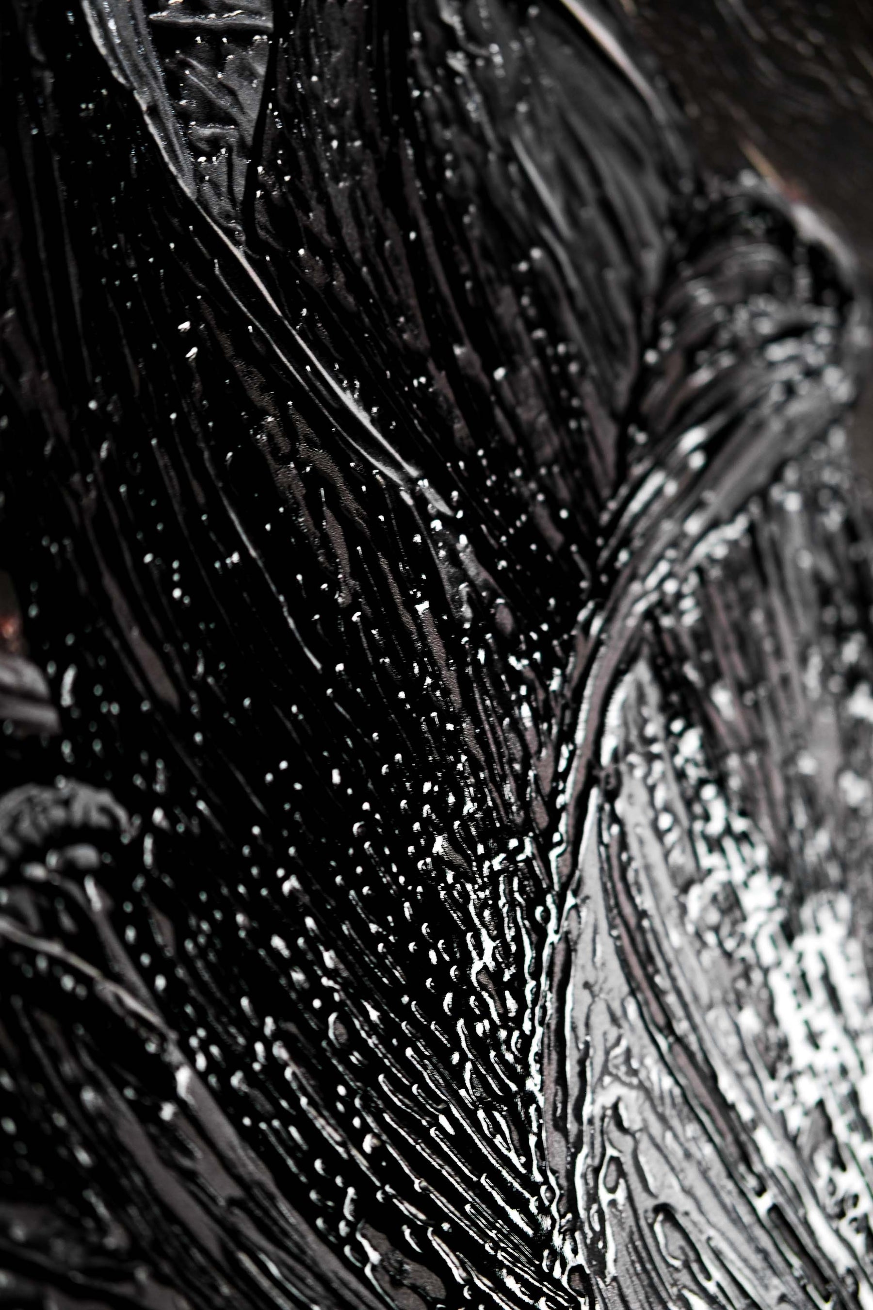 Noir Lilies & Gilded Shadows — 3D Haptic Embossed High-Gloss Luxury Wall Art