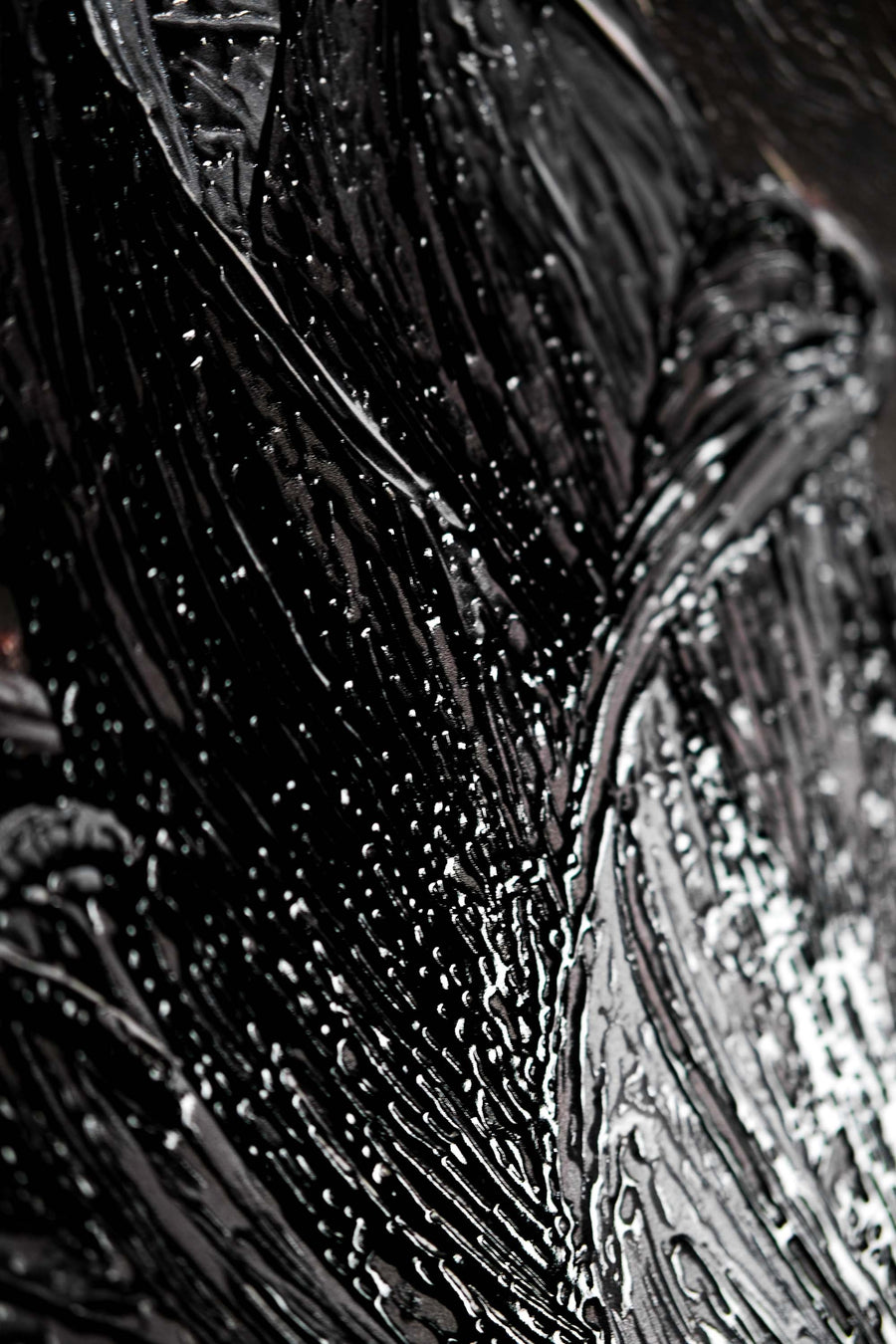 Noir Lilies & Gilded Shadows — 3D Haptic Embossed High-Gloss Luxury Wall Art