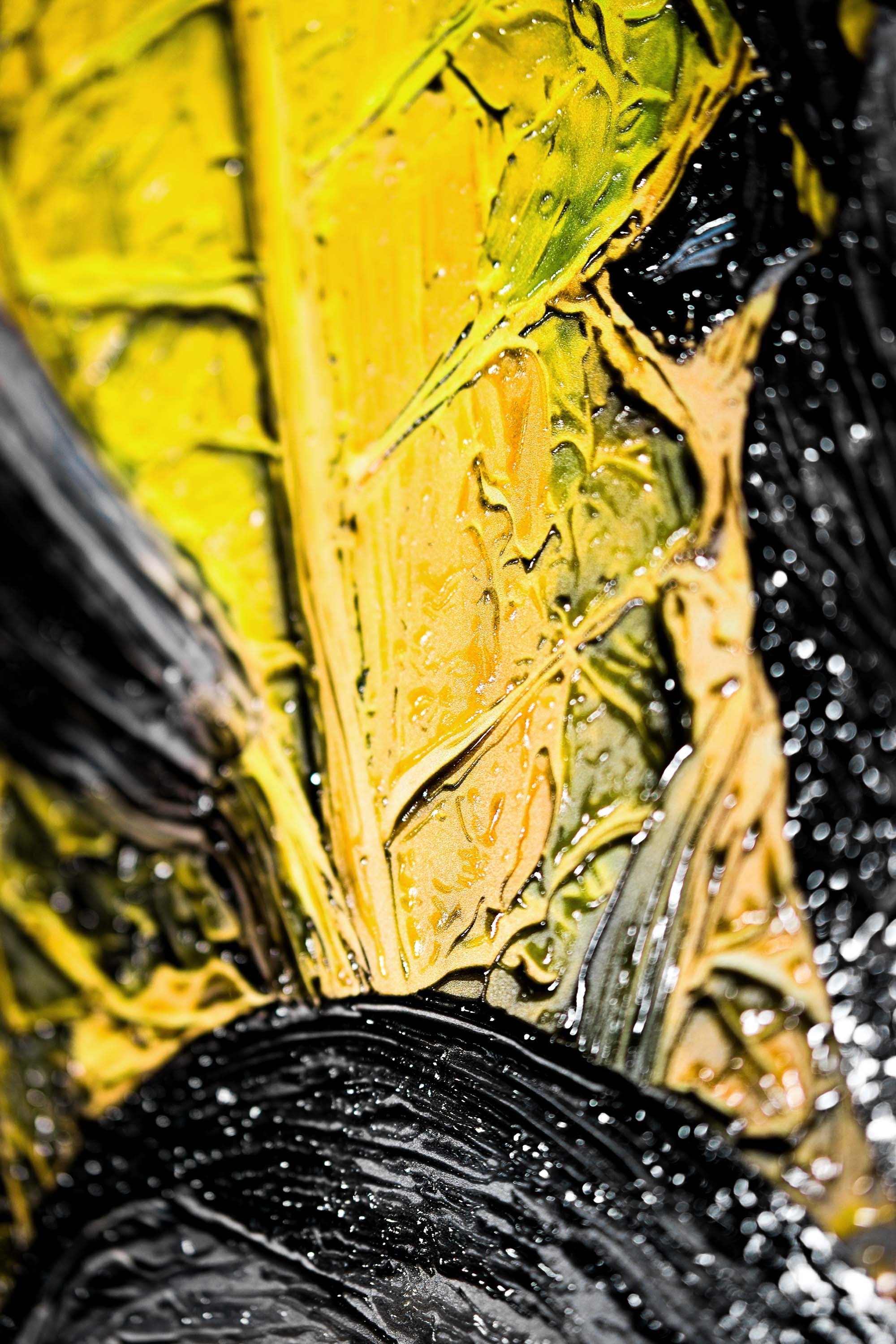 Noir Lilies & Gilded Shadows — 3D Haptic Embossed High-Gloss Luxury Wall Art