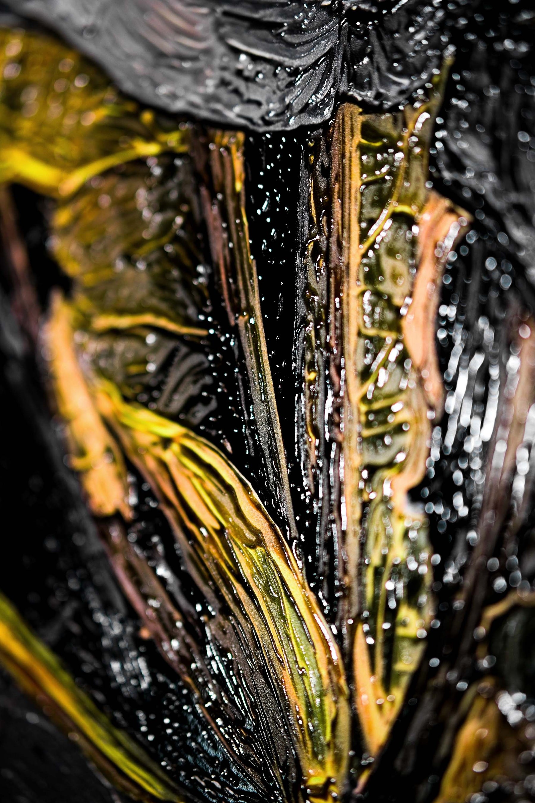 Noir Lilies & Gilded Shadows — 3D Haptic Embossed High-Gloss Luxury Wall Art