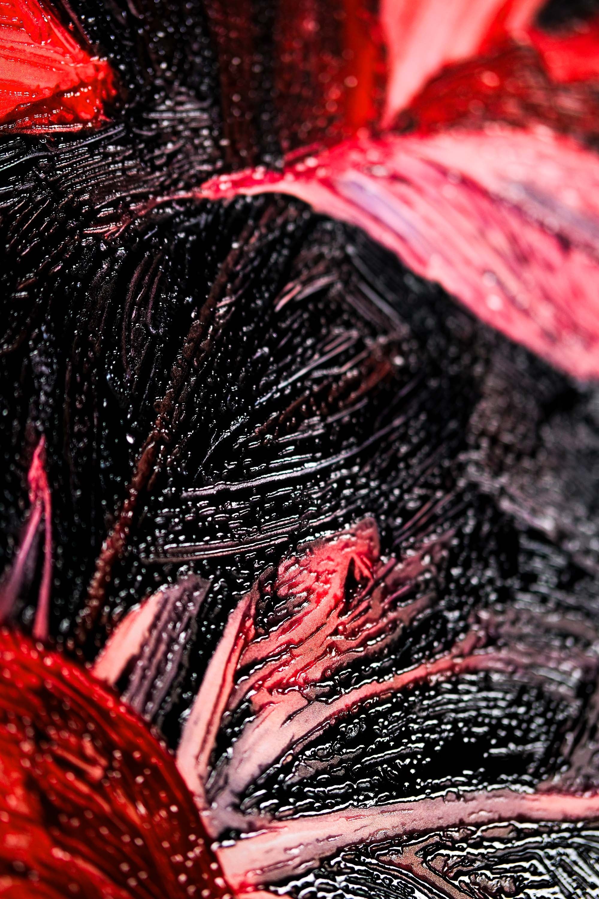 Crimson Velvet Lilies — 3D Haptic Embossed High-Gloss Luxury Wall Art