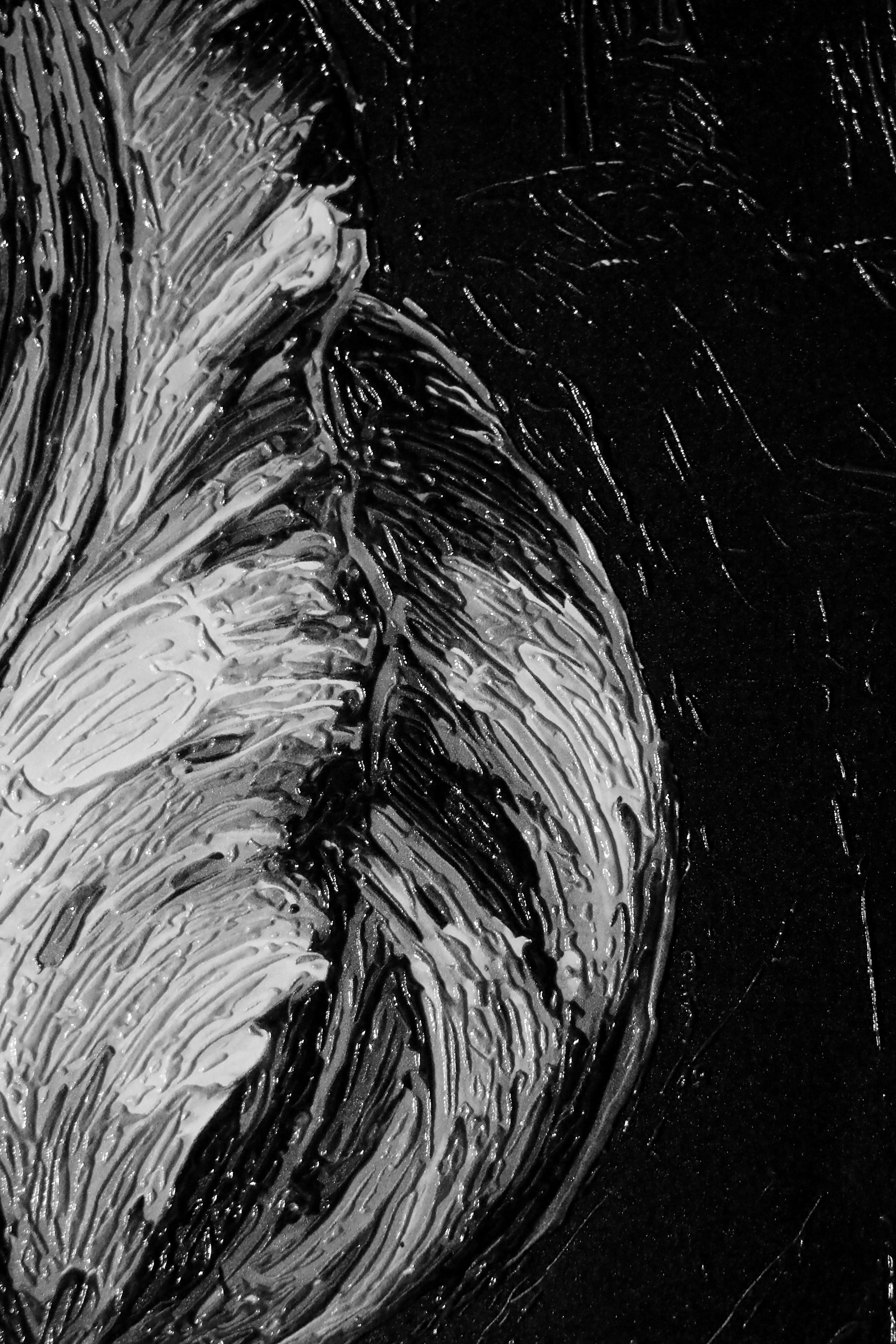 Obsidian & Ivory Grace — 3D Haptic Embossed High-Gloss Luxury Wall Art