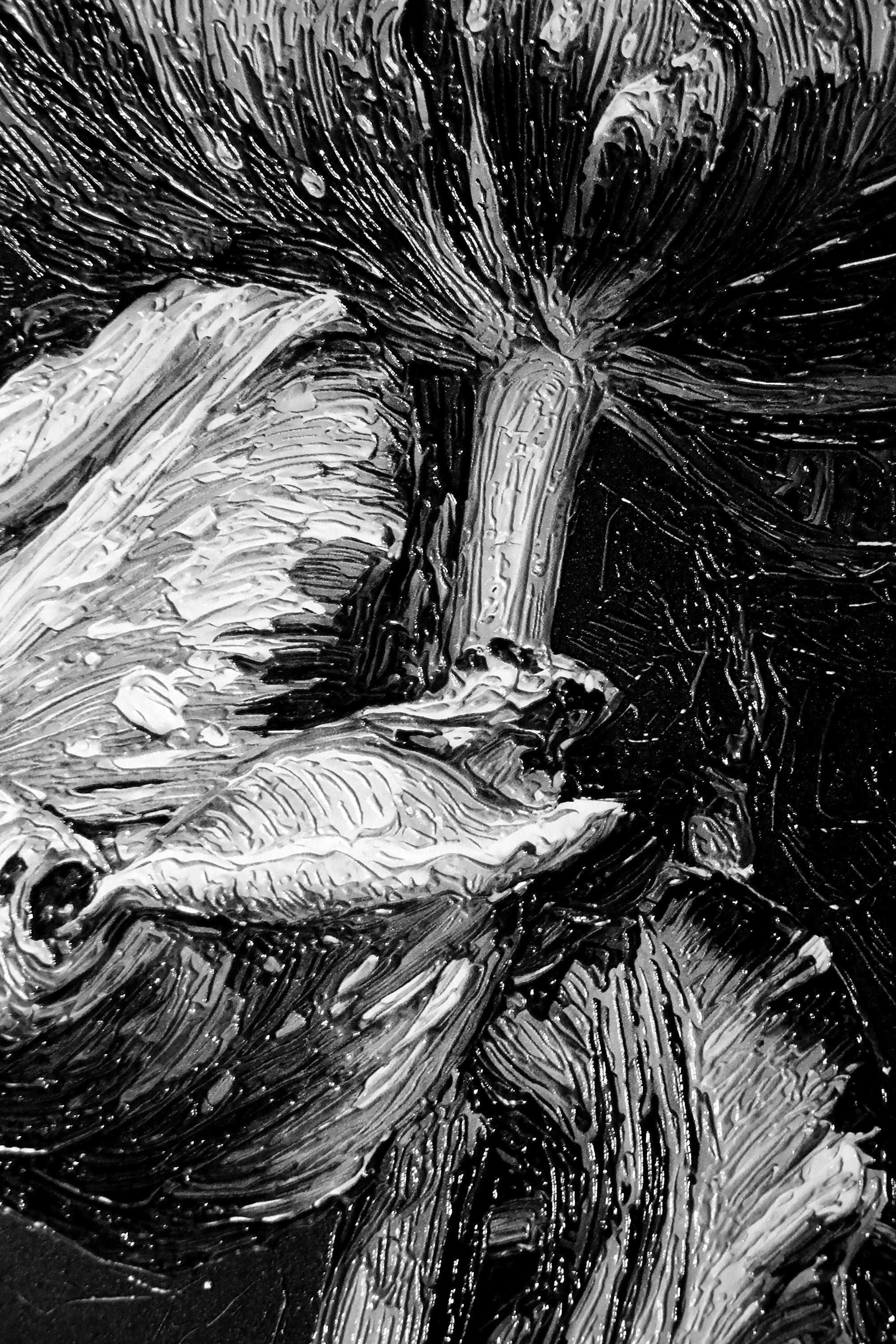 Obsidian & Ivory Grace — 3D Haptic Embossed High-Gloss Luxury Wall Art