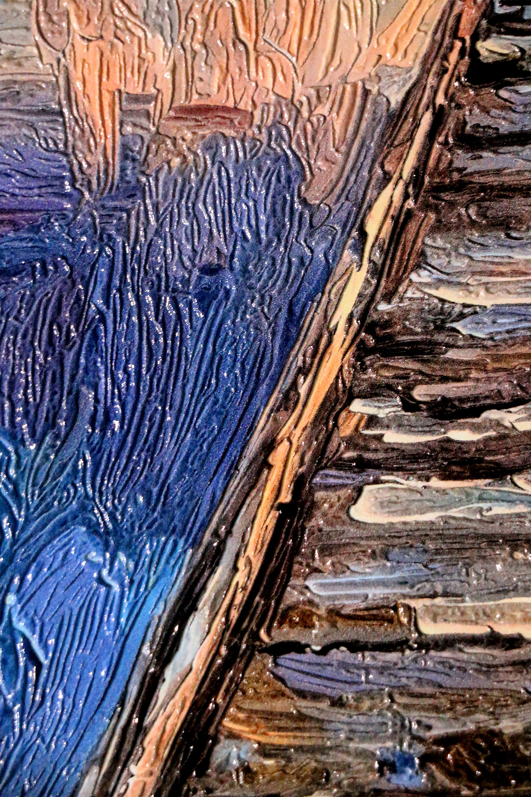 Twilight Pier Reflections — 3D Haptic Embossed High-Gloss Luxury Wall Art