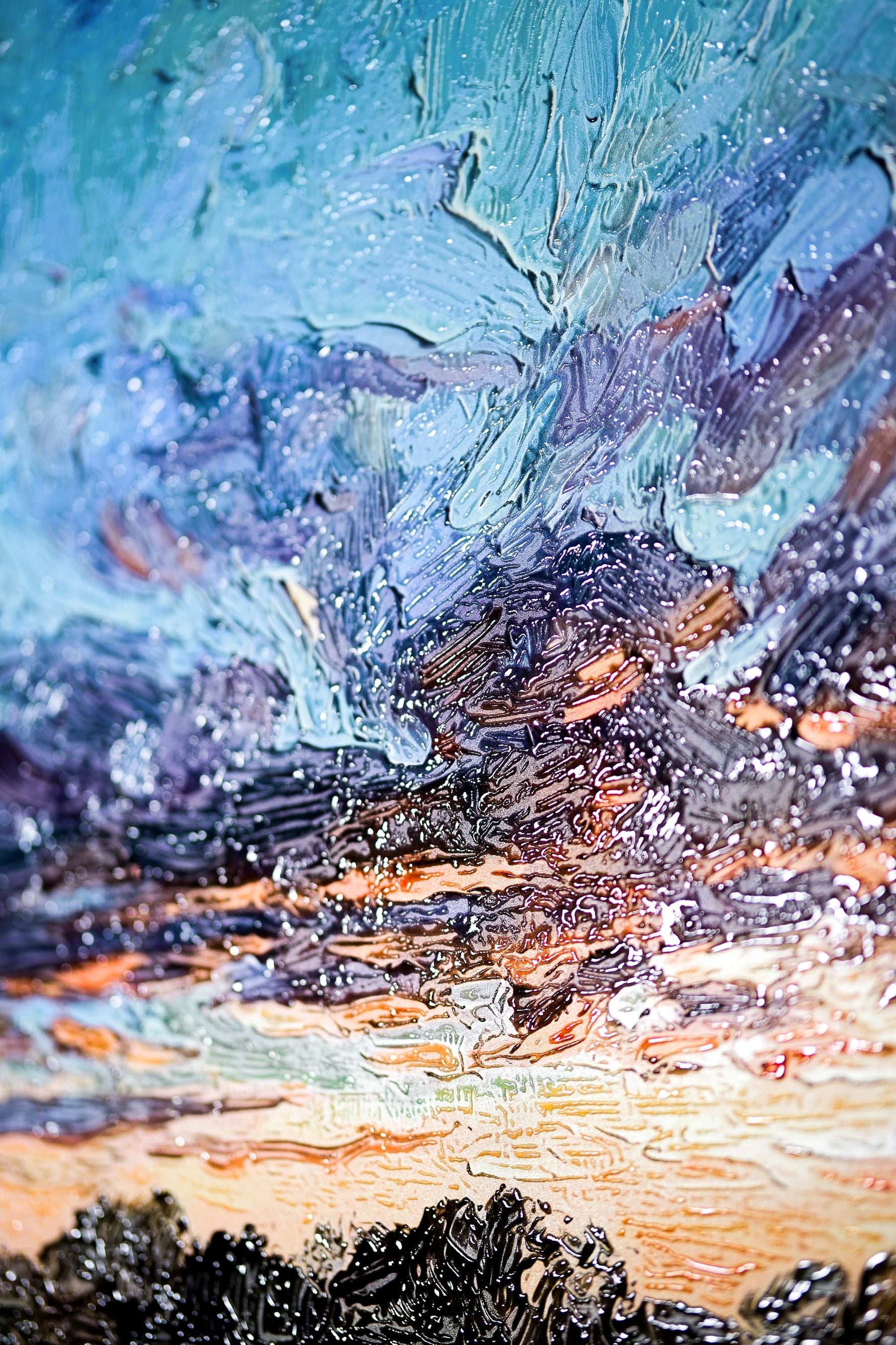 Twilight Pier Reflections — 3D Haptic Embossed High-Gloss Luxury Wall Art