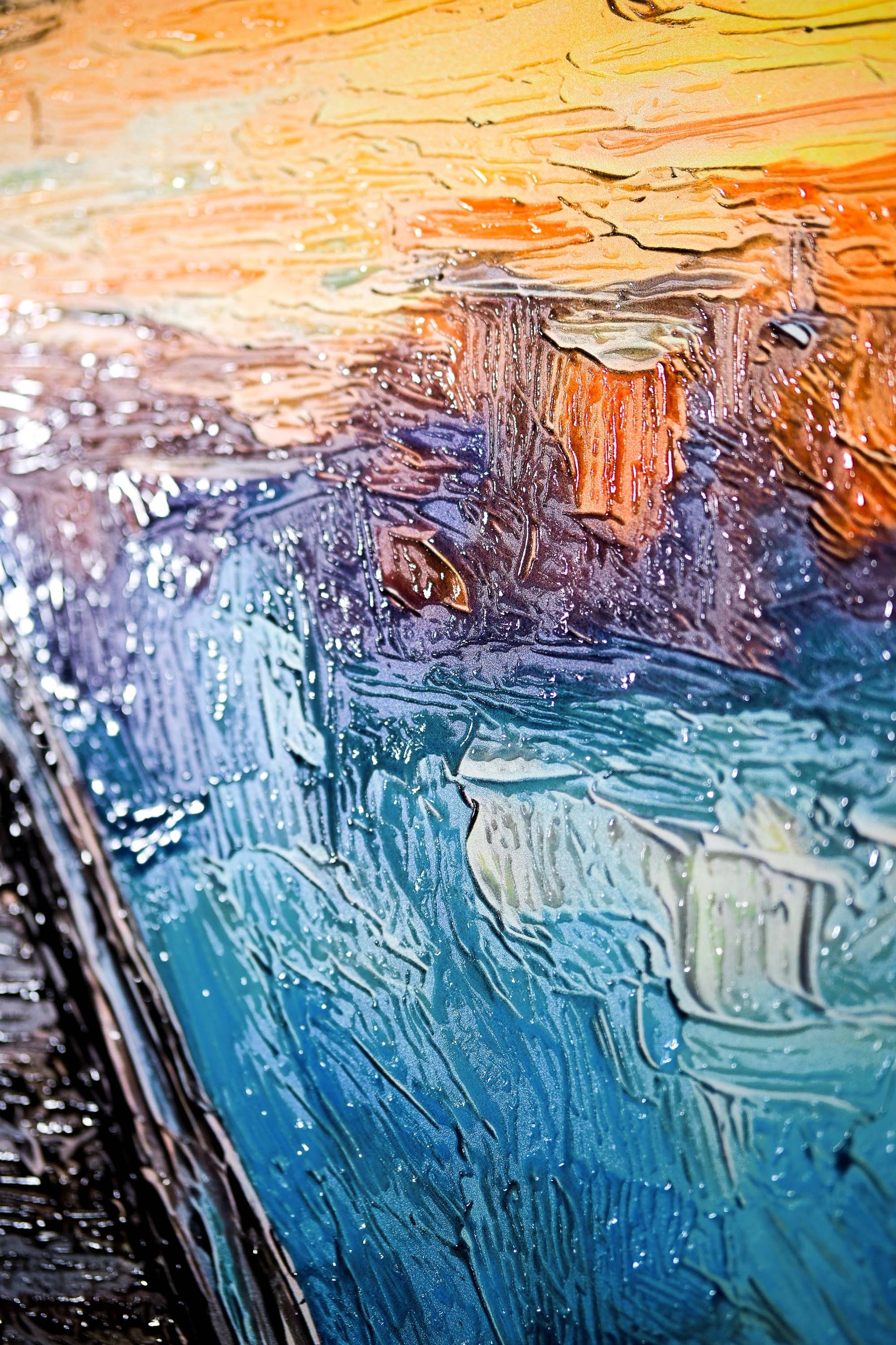 Twilight Pier Reflections — 3D Haptic Embossed High-Gloss Luxury Wall Art