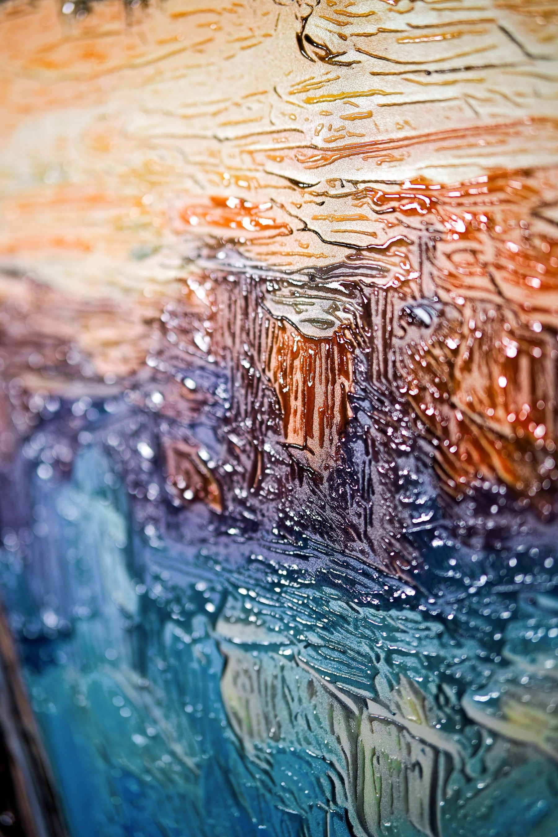 Twilight Pier Reflections — 3D Haptic Embossed High-Gloss Luxury Wall Art