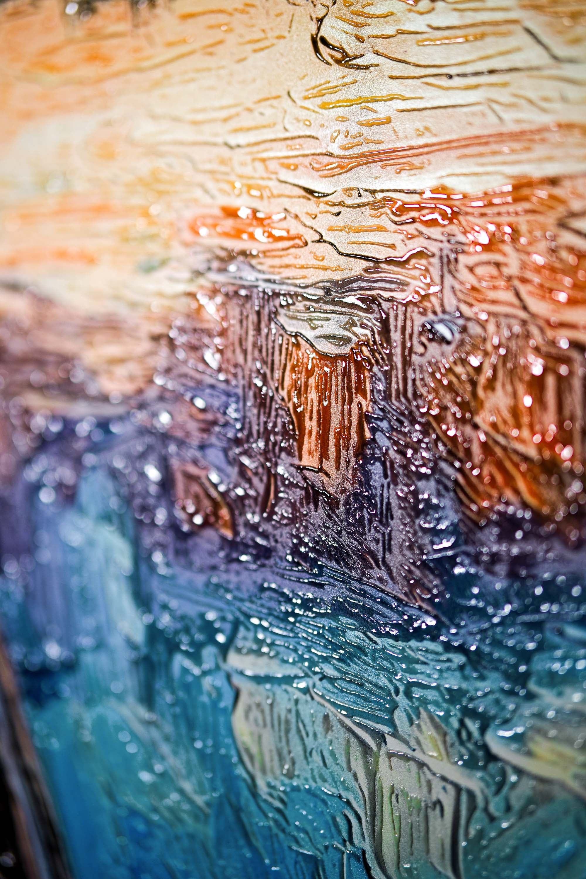 Twilight Pier Reflections — 3D Haptic Embossed High-Gloss Luxury Wall Art