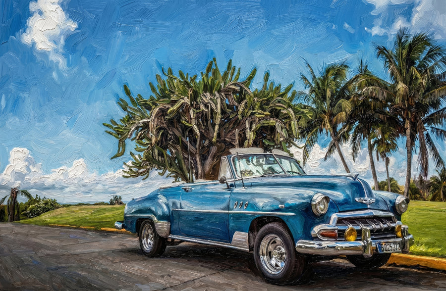 Azure Classic Cruise — 3D Haptic Embossed High-Gloss Luxury Wall Art