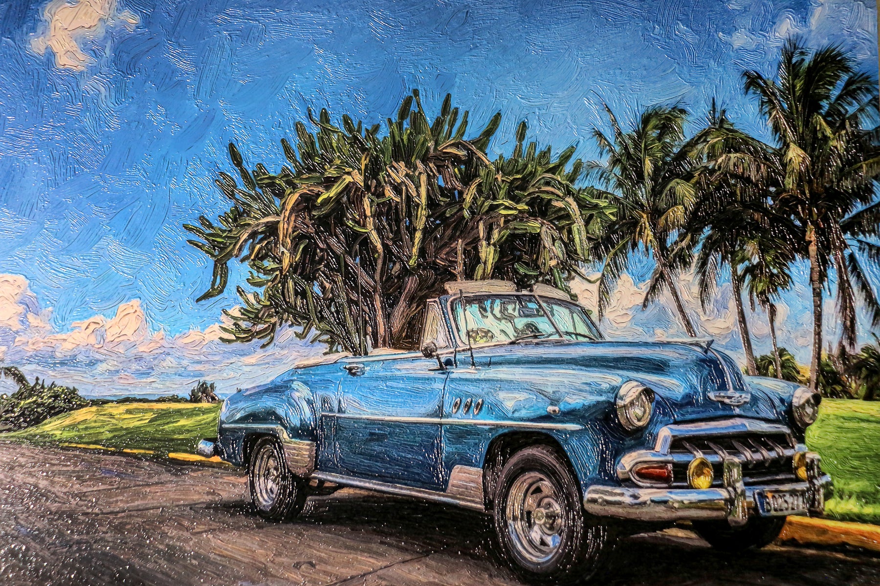 Azure Classic Cruise — 3D Haptic Embossed High-Gloss Luxury Wall Art