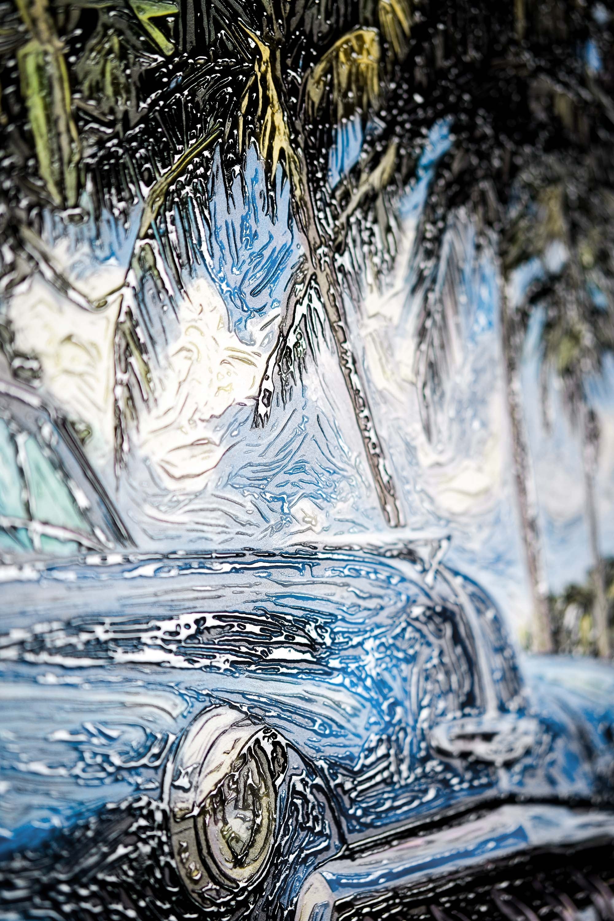 Azure Classic Cruise — 3D Haptic Embossed High-Gloss Luxury Wall Art