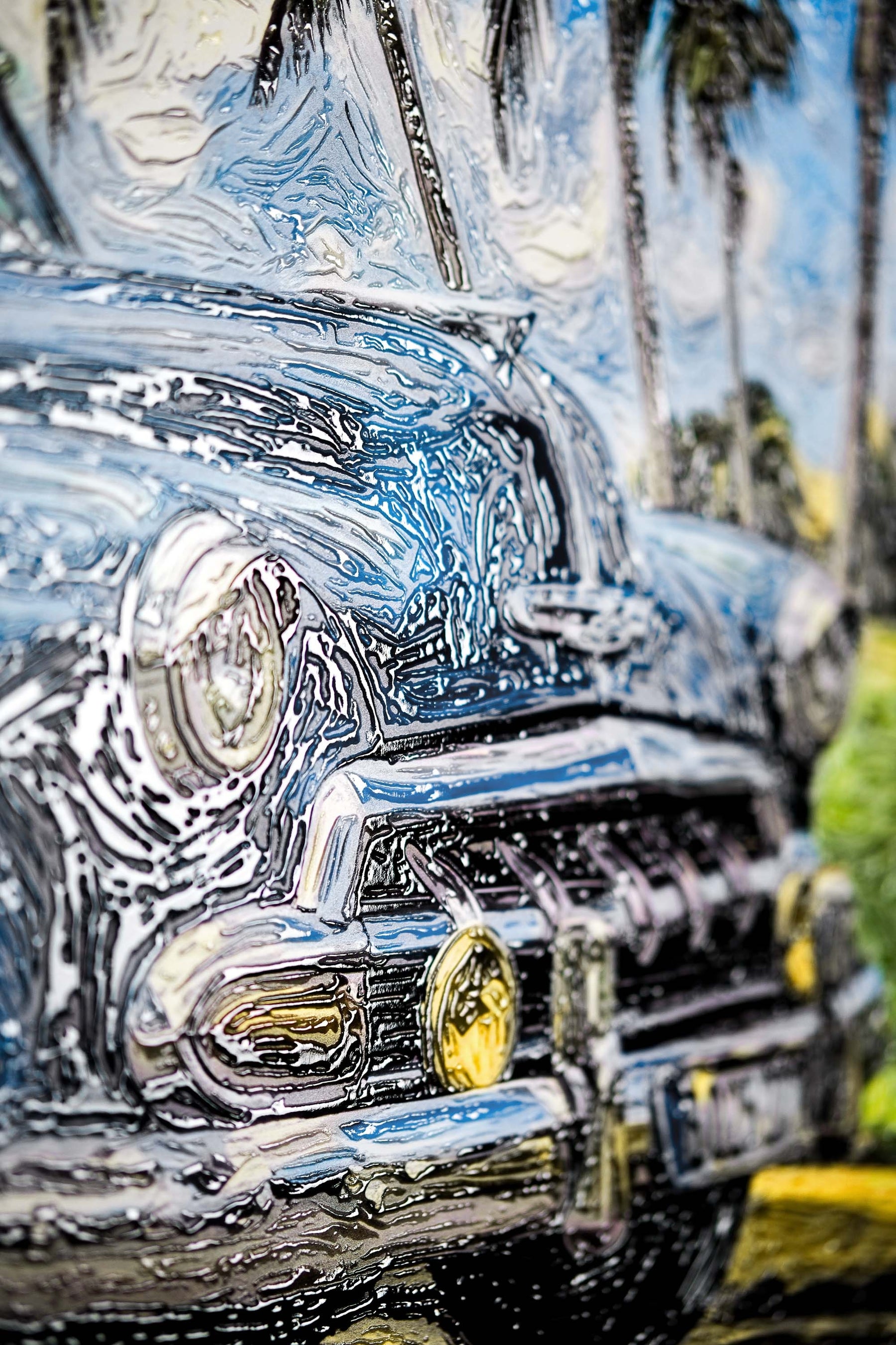 Azure Classic Cruise — 3D Haptic Embossed High-Gloss Luxury Wall Art