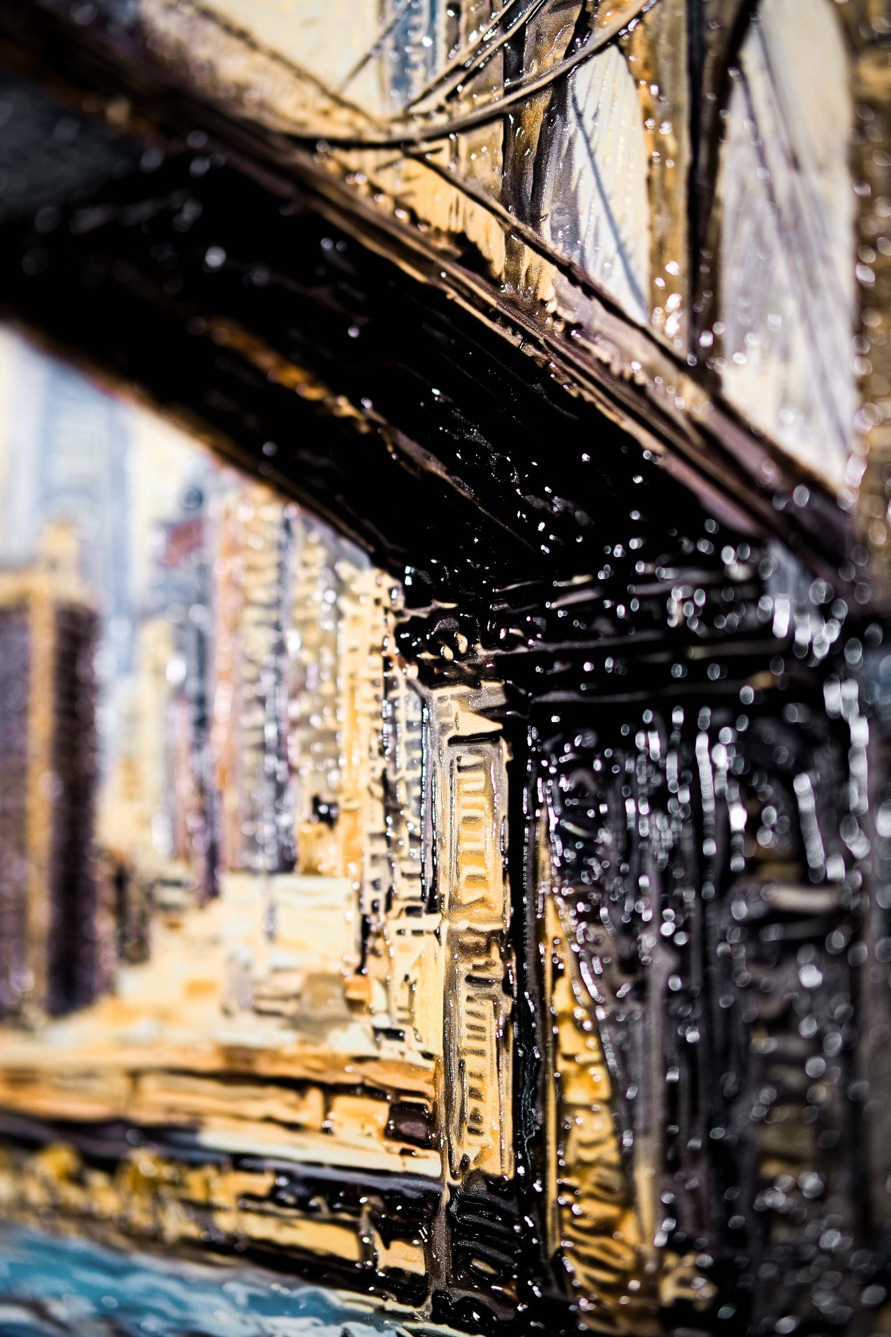 Gotham’s Golden Gateway: Brooklyn Bridge — 3D Haptic Embossed High-Gloss Luxury Wall Art