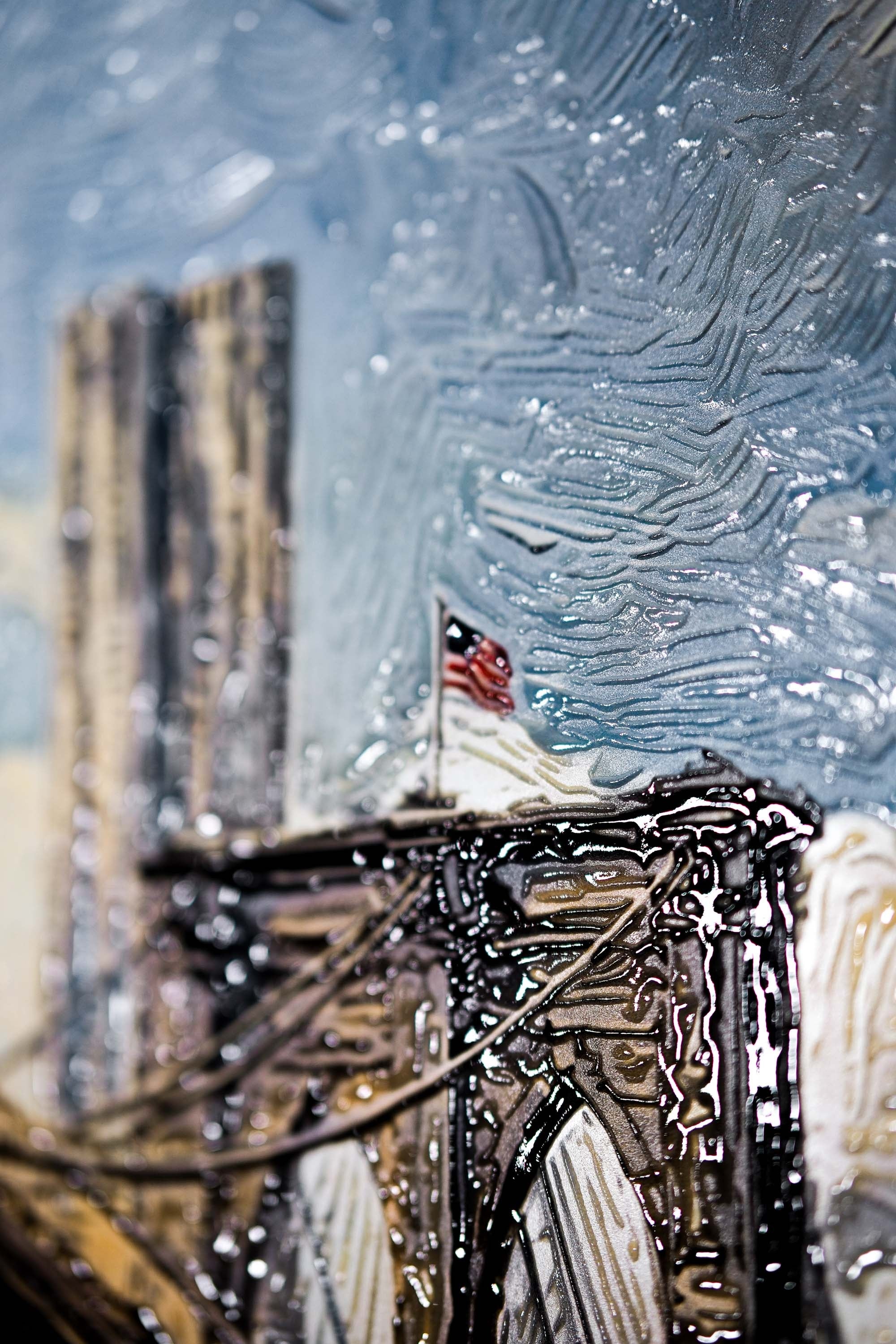 Gotham’s Golden Gateway: Brooklyn Bridge — 3D Haptic Embossed High-Gloss Luxury Wall Art