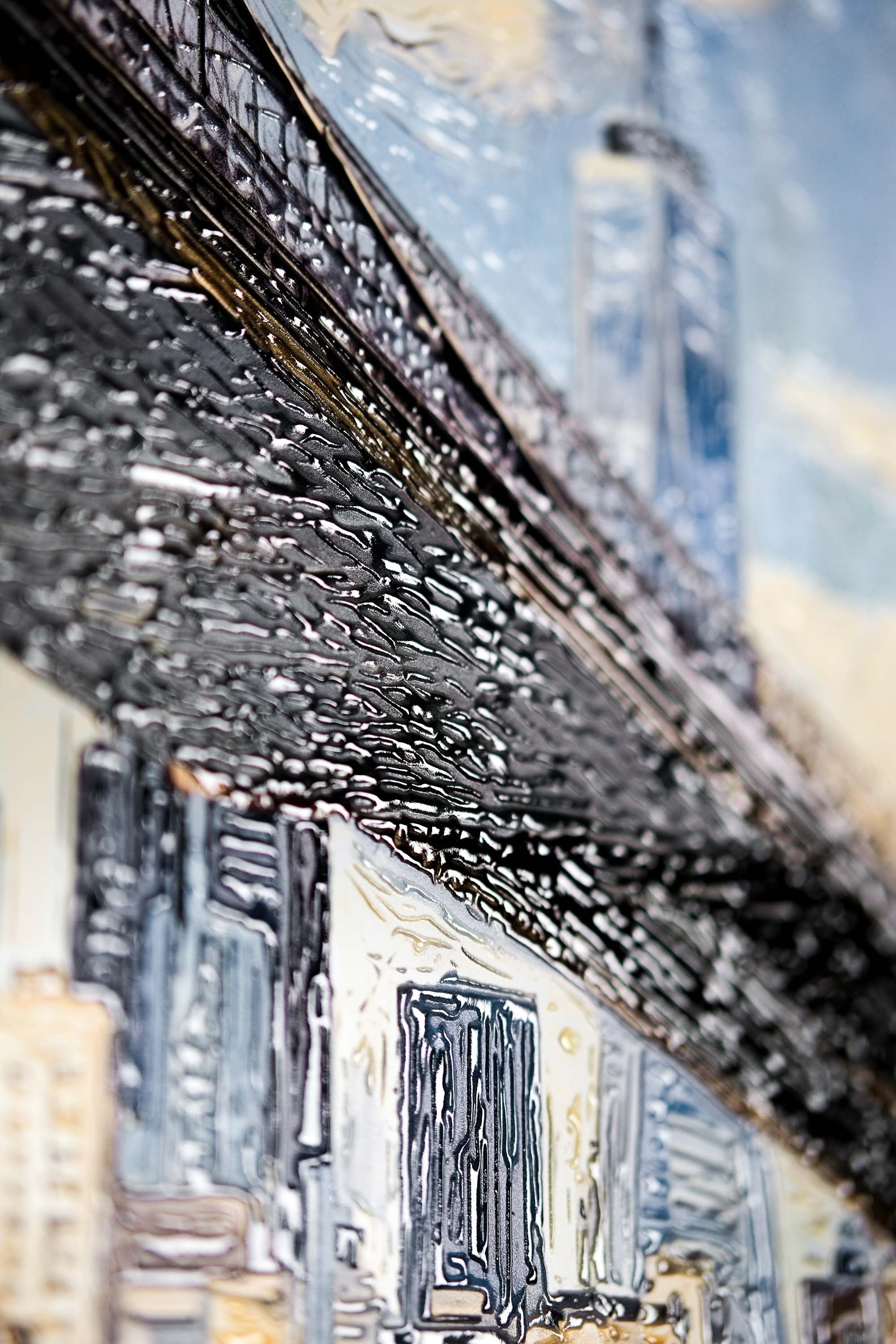 Gotham’s Golden Gateway: Brooklyn Bridge — 3D Haptic Embossed High-Gloss Luxury Wall Art