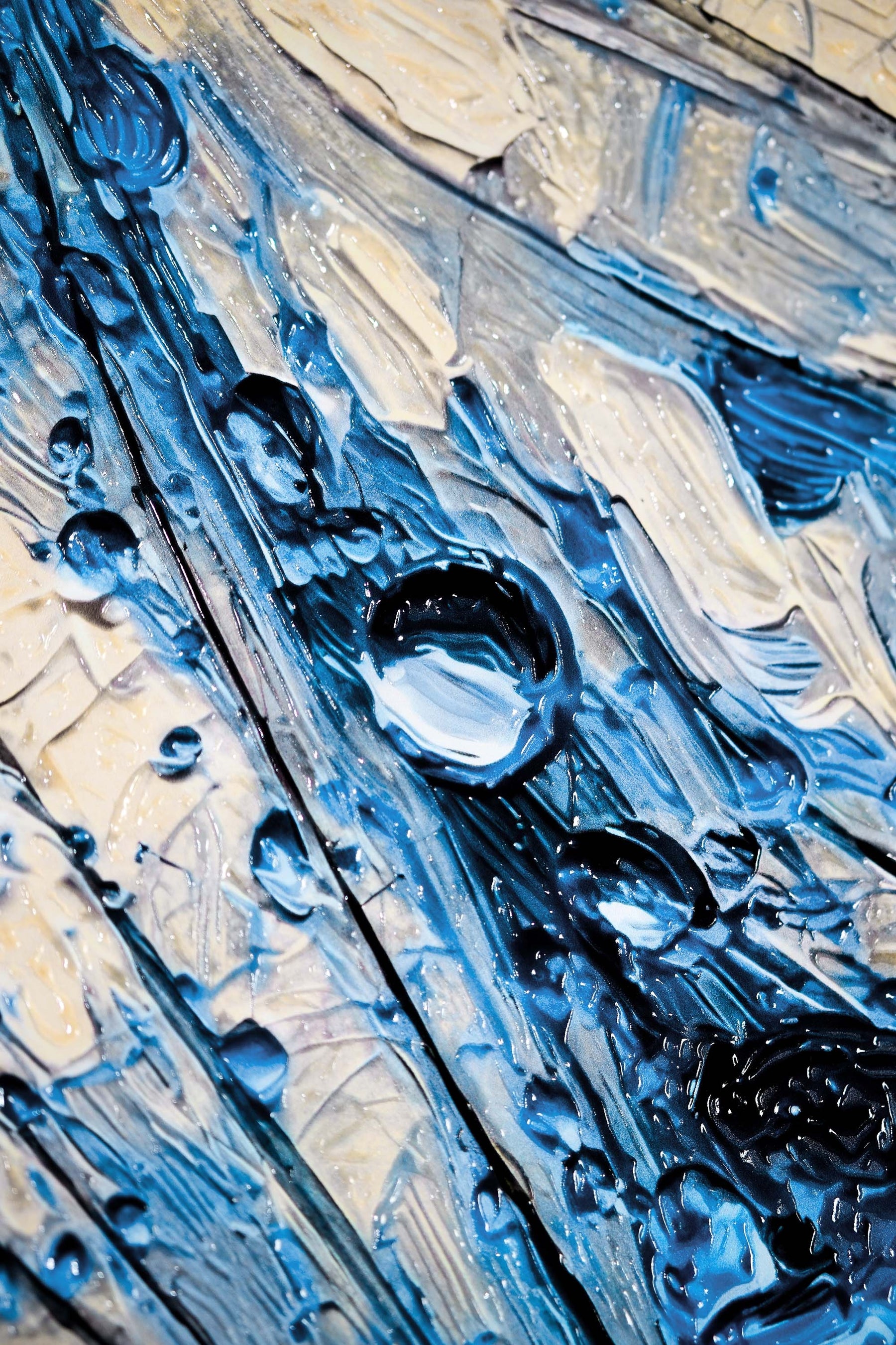 Sapphire Dew Dandelion — 3D Haptic Embossed High-Gloss Luxury Wall Art