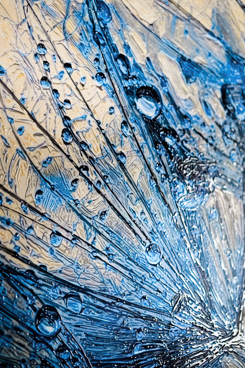 Sapphire Dew Dandelion — 3D Haptic Embossed High-Gloss Luxury Wall Art