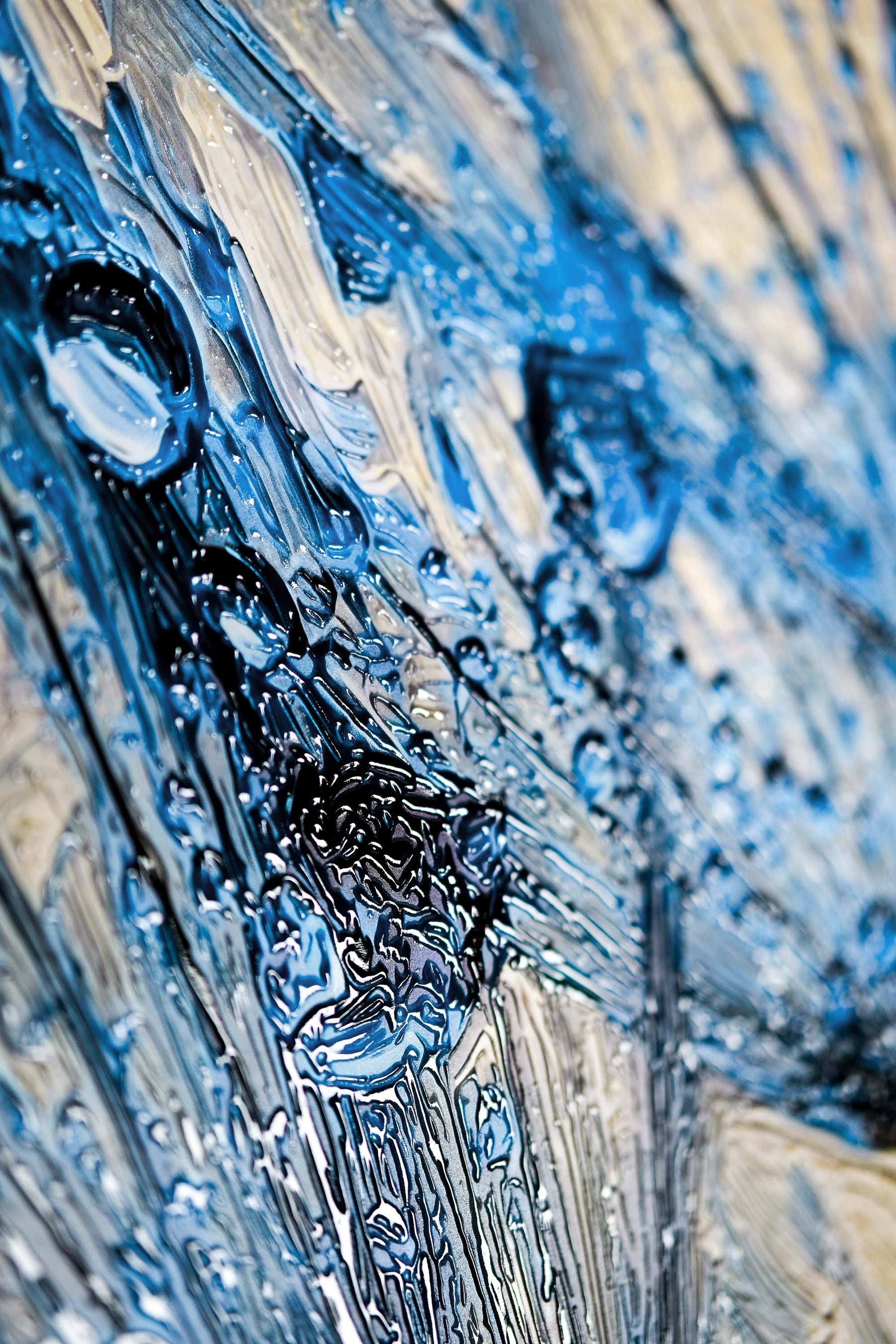 Sapphire Dew Dandelion — 3D Haptic Embossed High-Gloss Luxury Wall Art