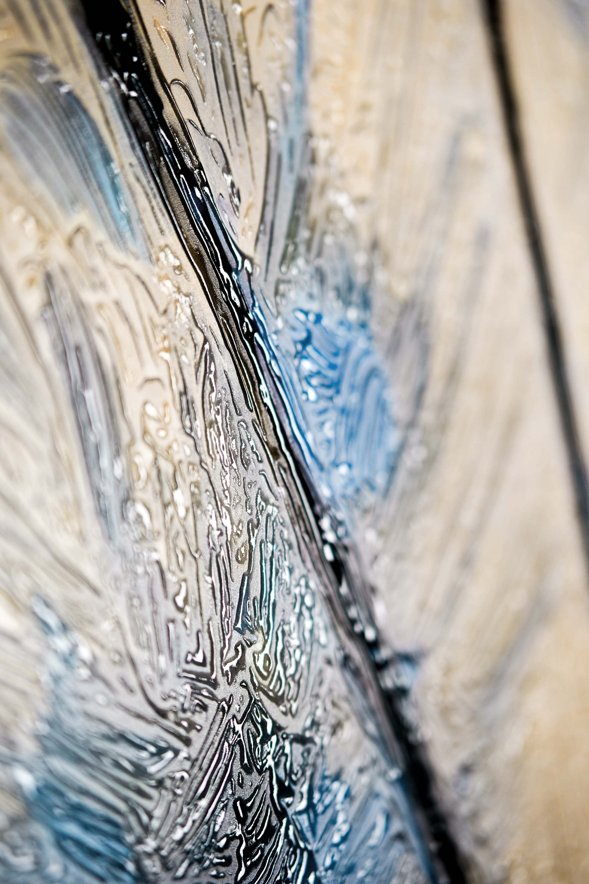 Sapphire Dew Dandelion — 3D Haptic Embossed High-Gloss Luxury Wall Art