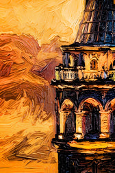 Wächter des Galata-Sonnenuntergangs — 3D-haptisch geprägte Hochglanz-Luxus-Wandkunst