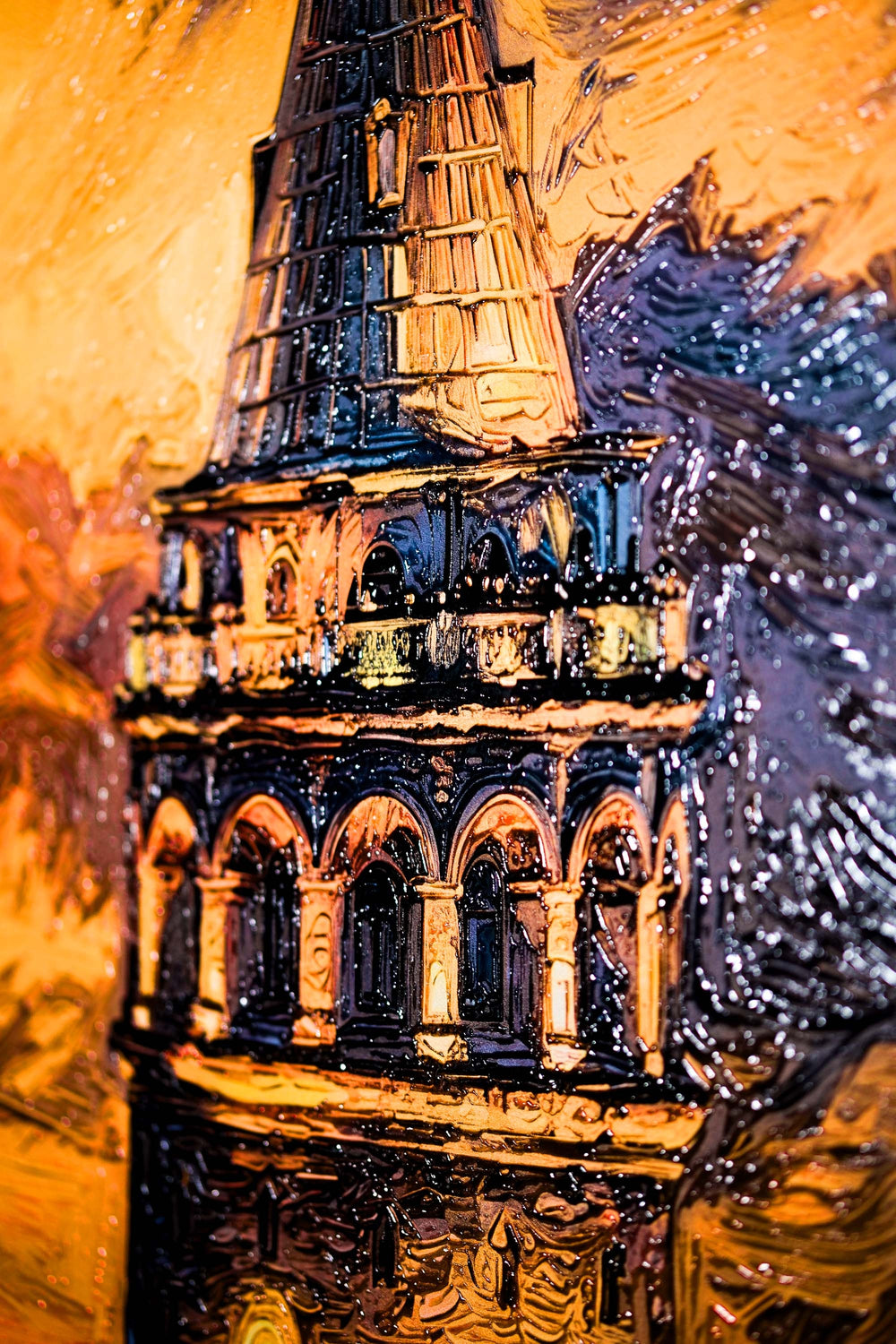 Wächter des Galata-Sonnenuntergangs — 3D-haptisch geprägte Hochglanz-Luxus-Wandkunst