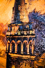 Wächter des Galata-Sonnenuntergangs — 3D-haptisch geprägte Hochglanz-Luxus-Wandkunst