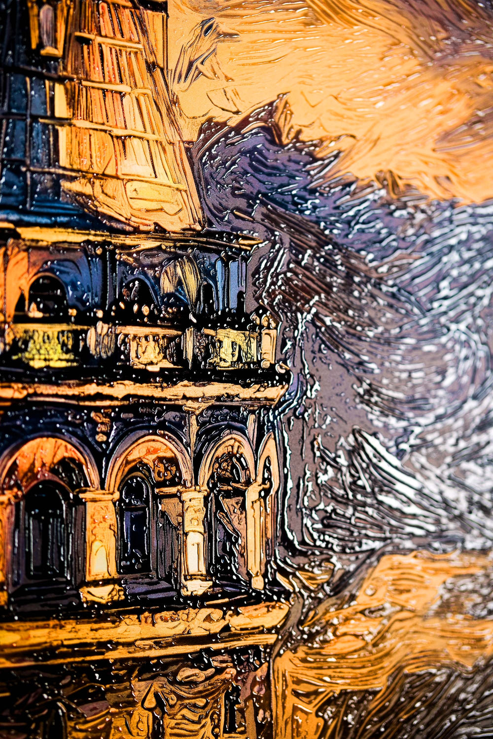 Wächter des Galata-Sonnenuntergangs — 3D-haptisch geprägte Hochglanz-Luxus-Wandkunst