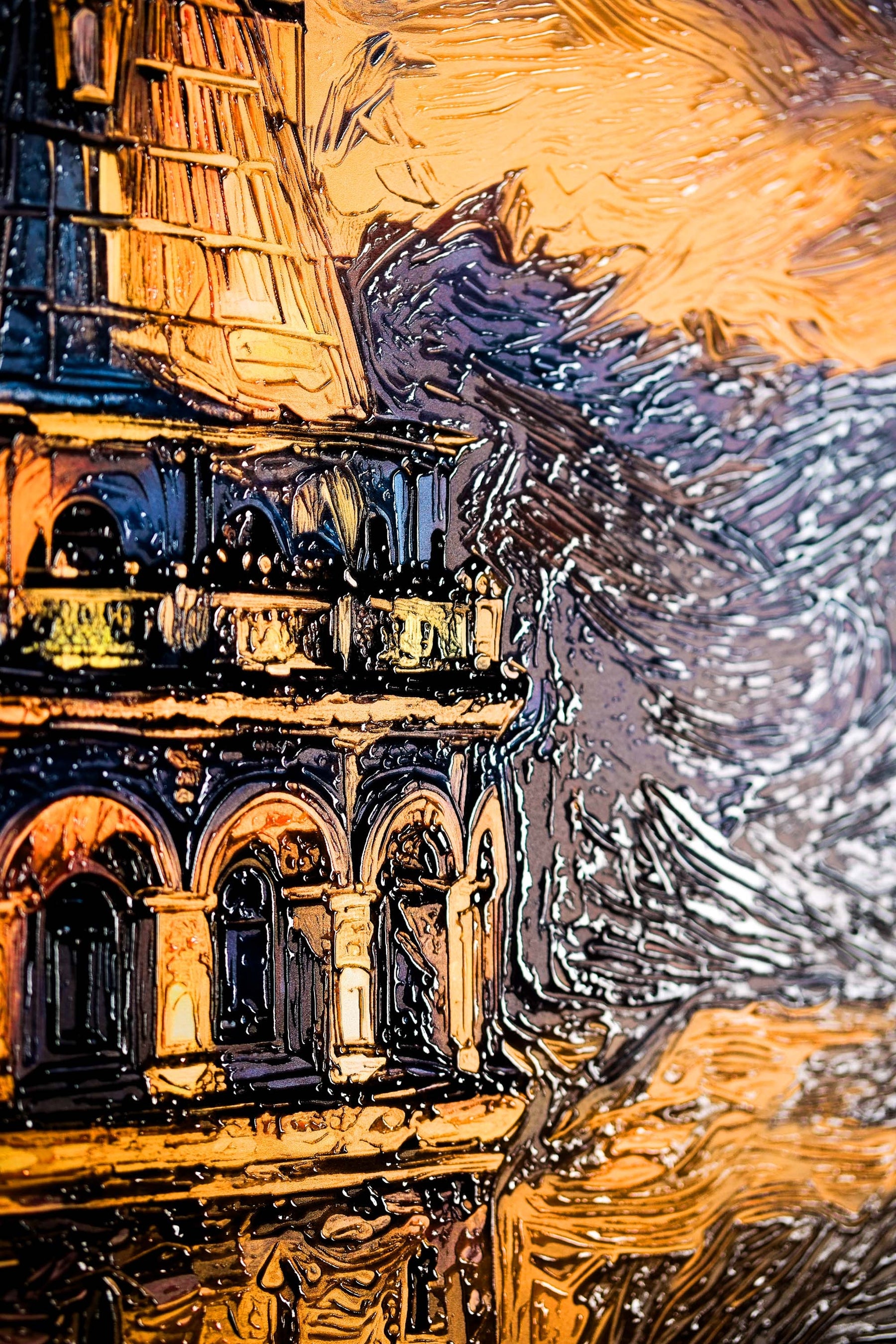 Galata Sunset Sentinel — 3D Haptic Embossed High-Gloss Luxury Wall Art