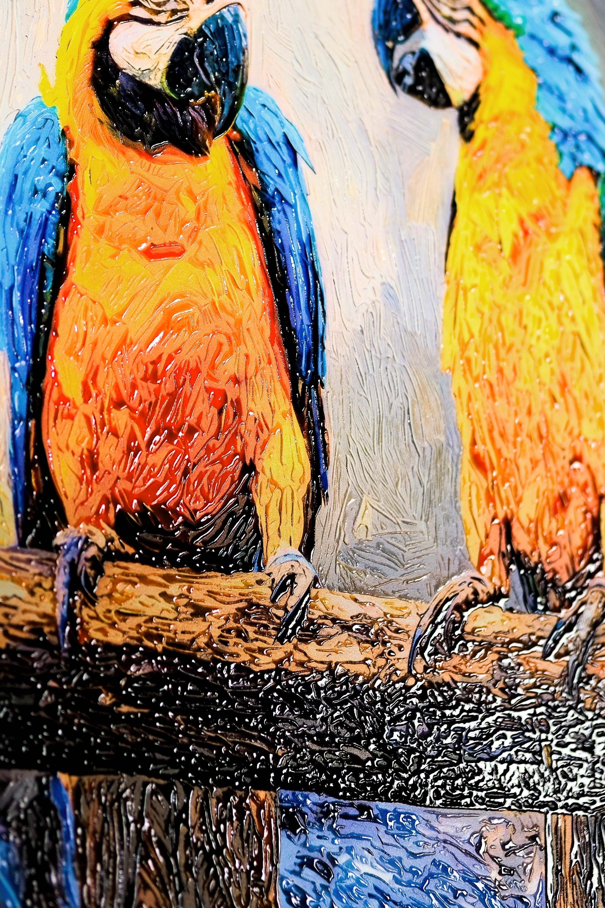 Tropical Trio Haven — 3D Haptic Embossed High-Gloss Luxury Wall Art