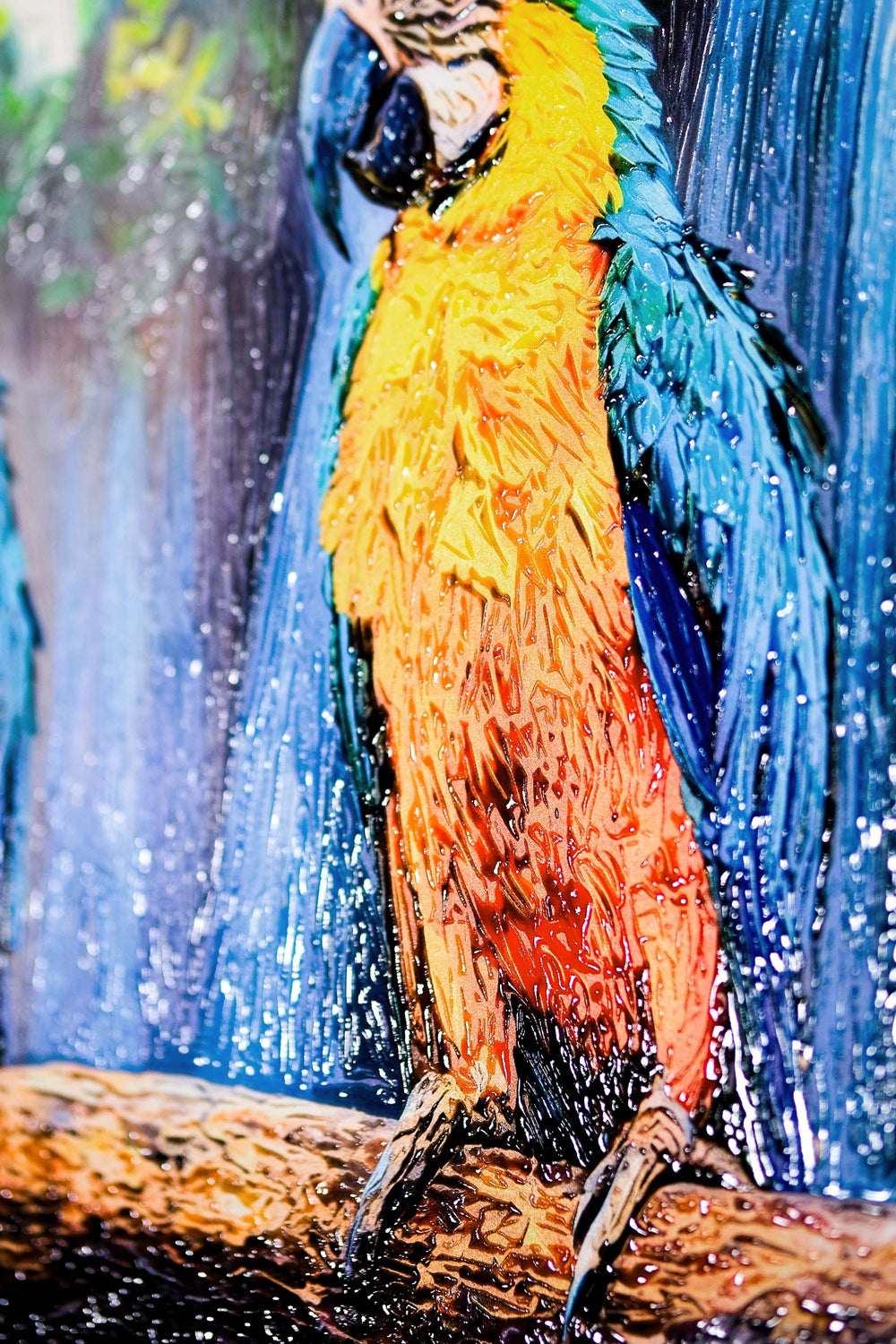 Havre du trio tropical — Œuvre murale de luxe à relief haptique 3D ultra-brillante