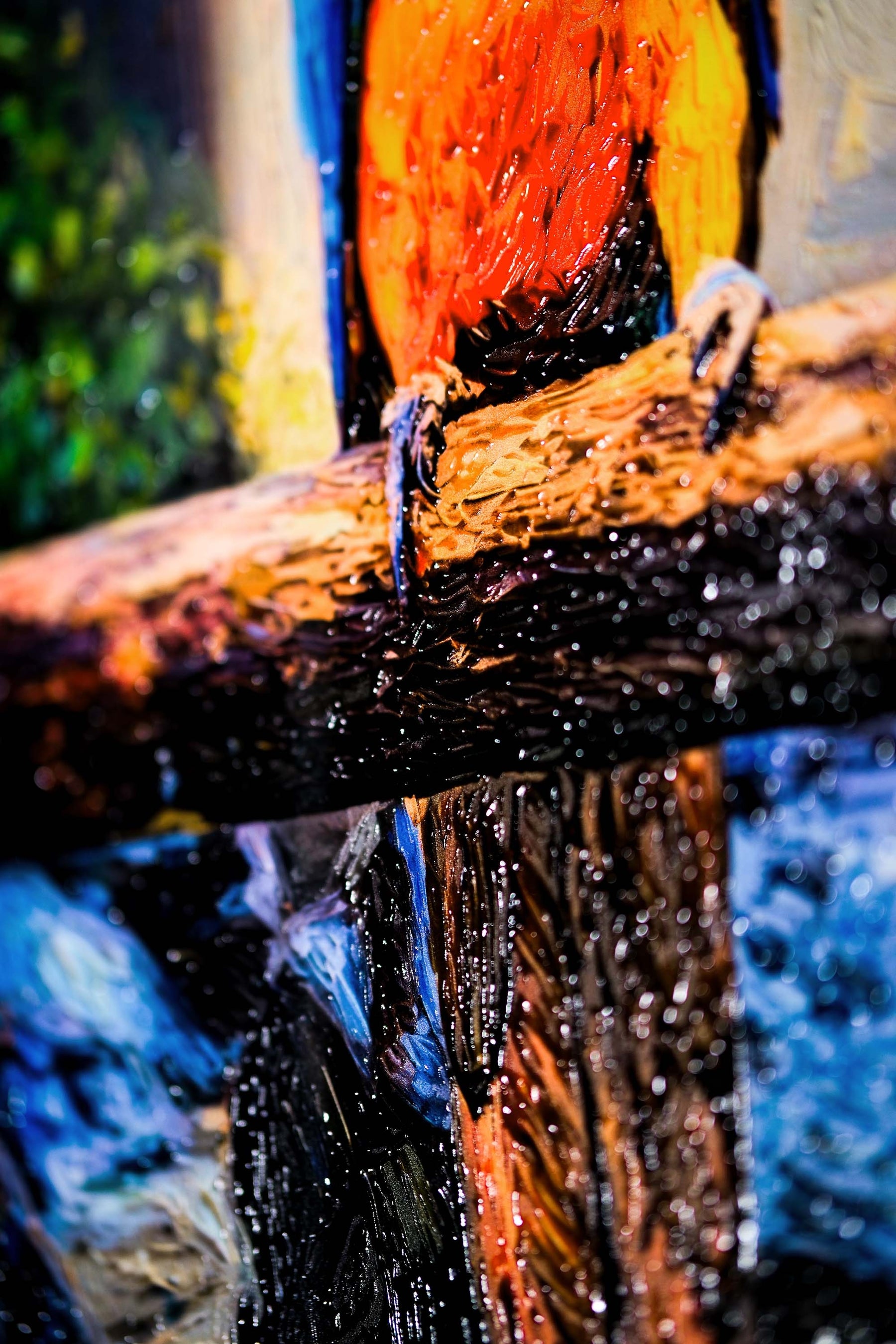 Tropical Trio Haven — 3D Haptic Embossed High-Gloss Luxury Wall Art