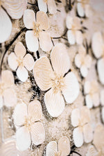 Ivory Floral Symphony — 3D Haptic Embossed High-Gloss Luxury Wall Art