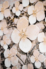 Ivory Floral Symphony — 3D Haptic Embossed High-Gloss Luxury Wall Art