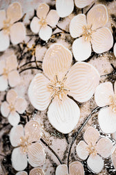Ivory Floral Symphony — 3D Haptic Embossed High-Gloss Luxury Wall Art