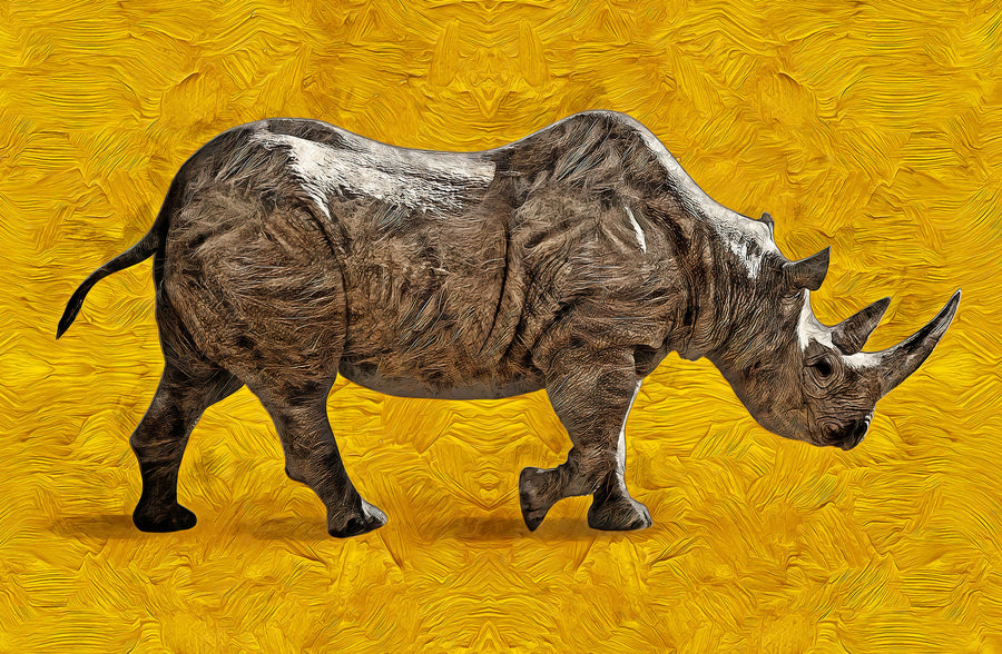 Golden Savannah Sentinel — 3D Haptic Embossed High-Gloss Luxury Wall Art