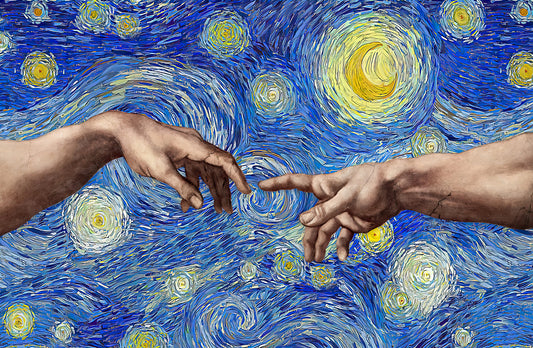 Celestial Touch of Creation — 3D Haptic Embossed High-Gloss Luxury Wall Art