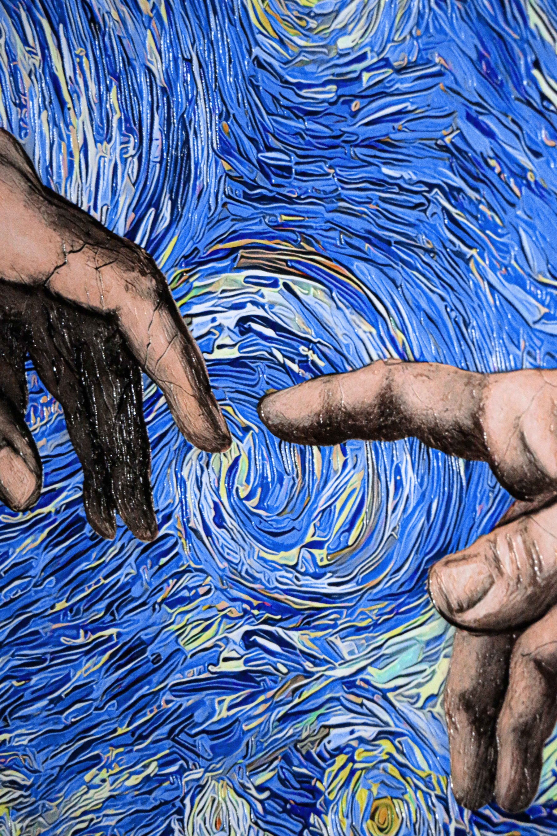 Celestial Touch of Creation — 3D Haptic Embossed High-Gloss Luxury Wall Art