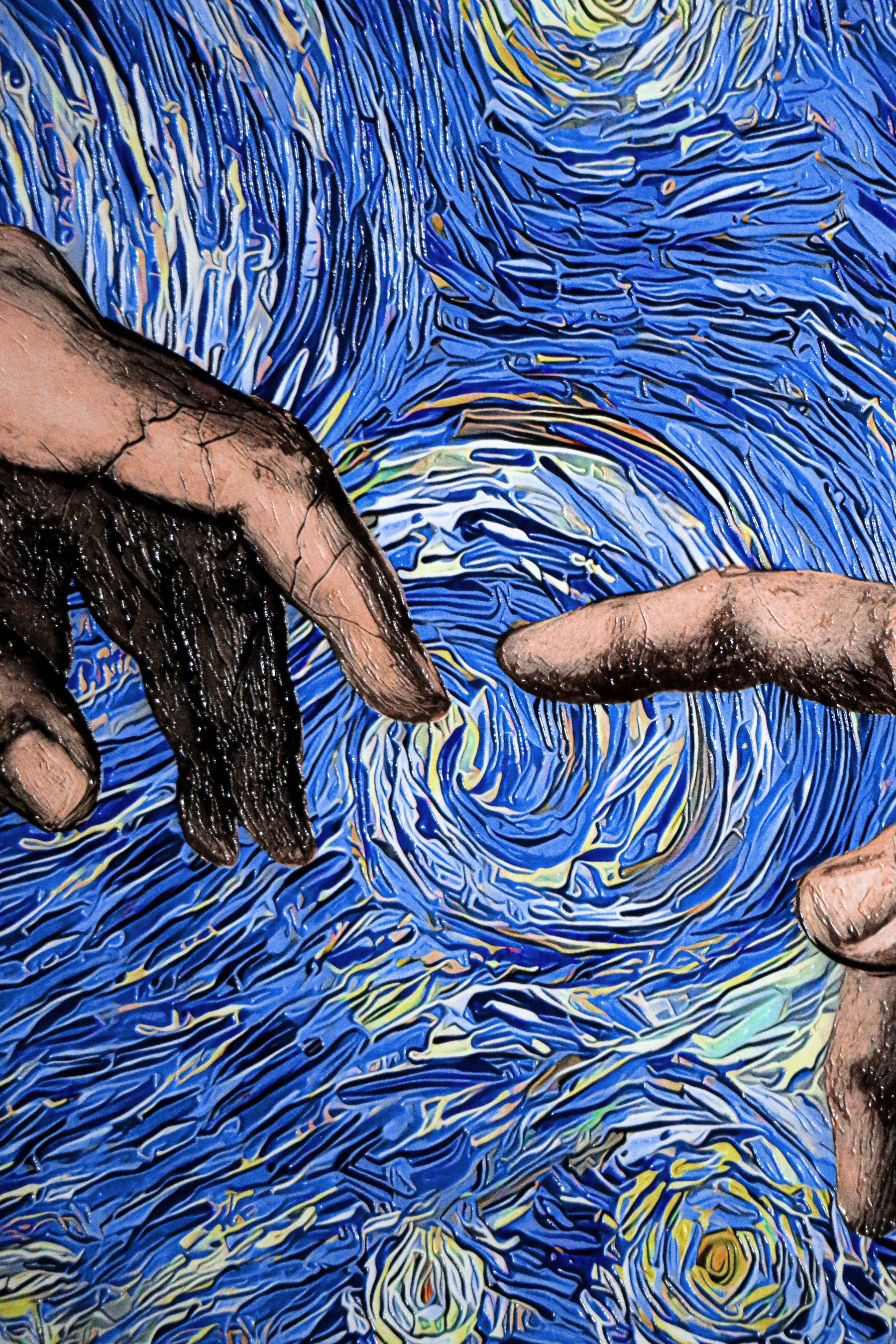 Celestial Touch of Creation — 3D Haptic Embossed High-Gloss Luxury Wall Art